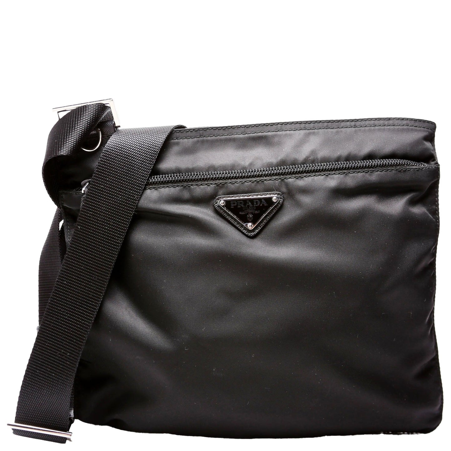 Prada Nylon Flat Small Messenger Black Bag