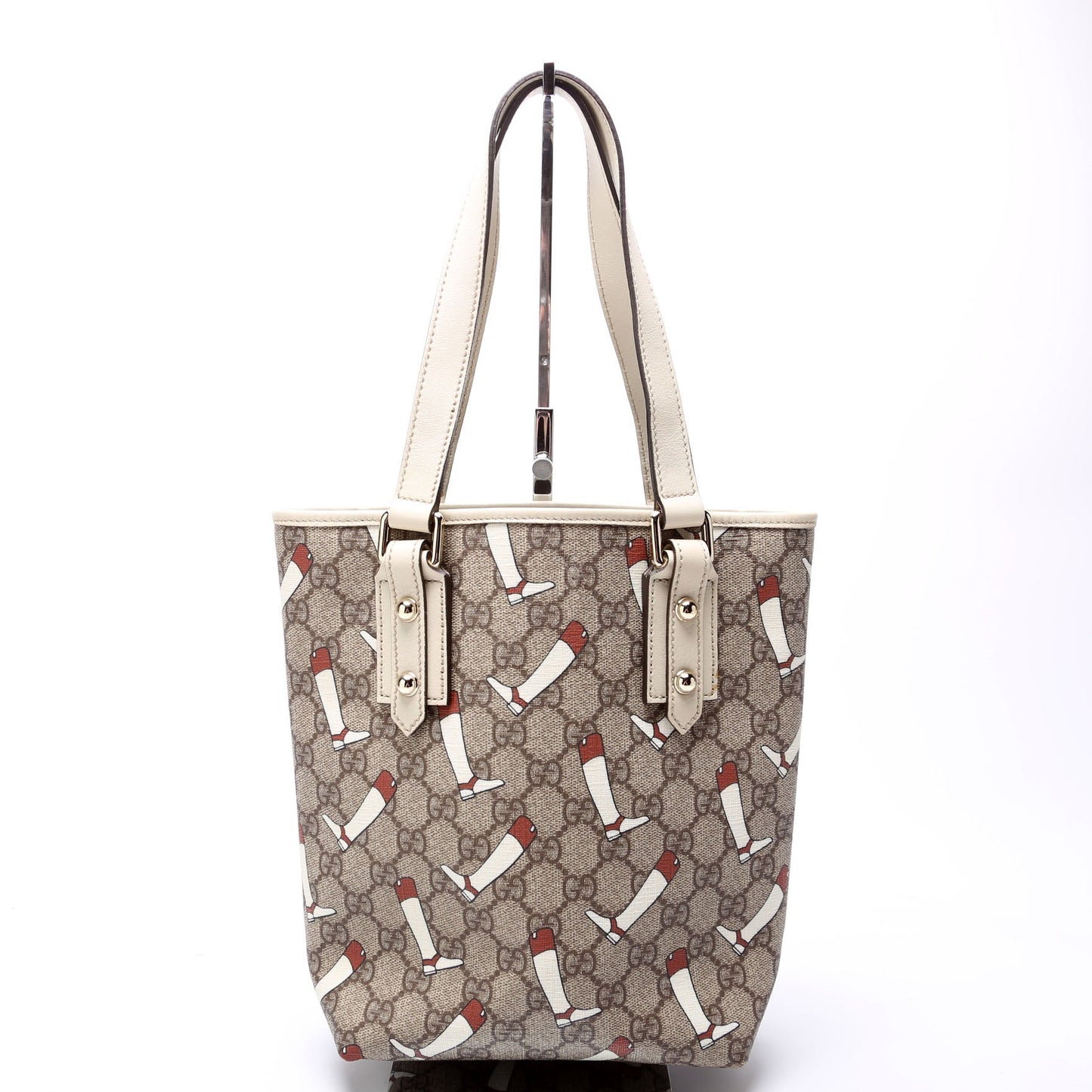 Gucci 257250 GG Supreme Boot Small Tote Cream Bag