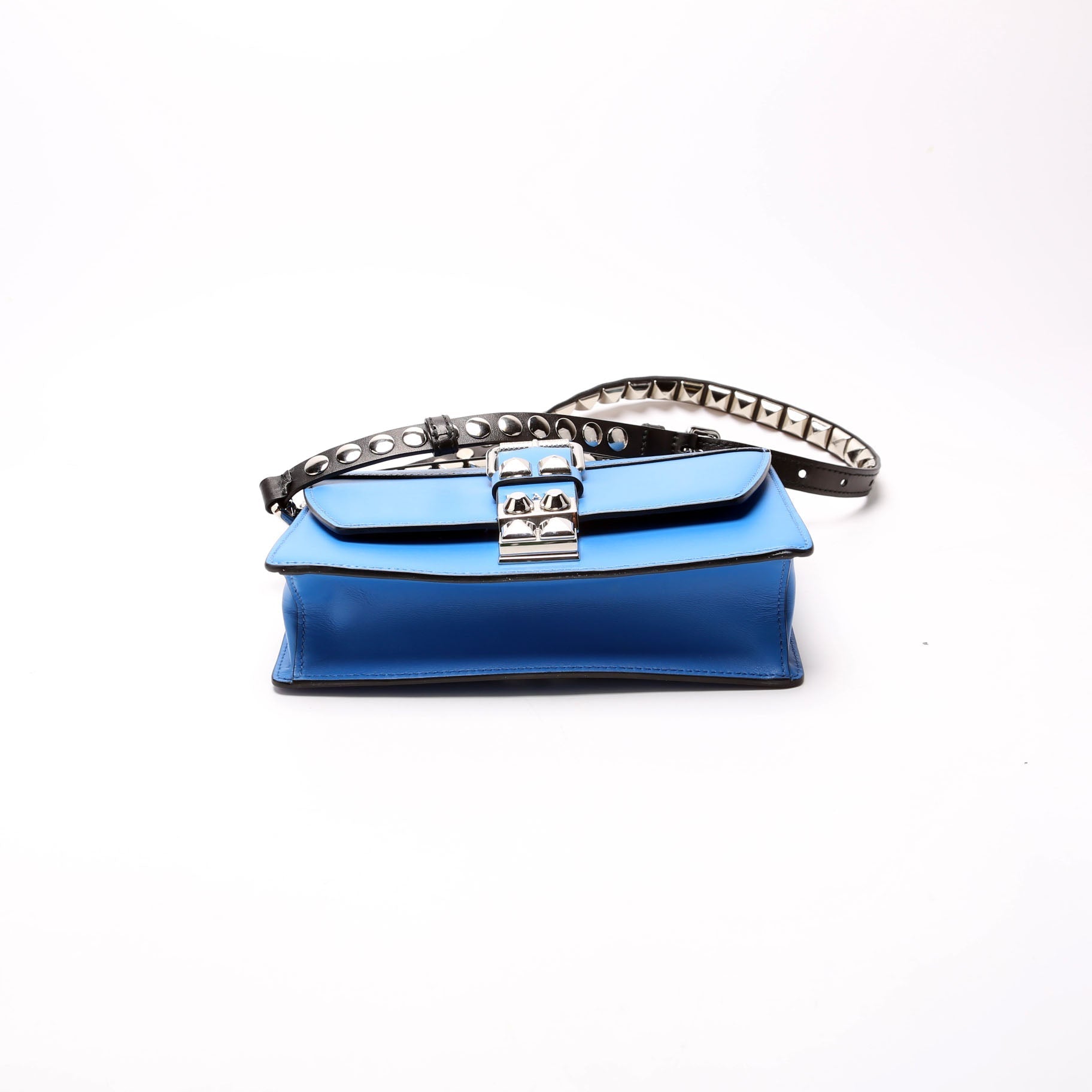 Prada City Studded Crossbody Calfskin Blue Bag