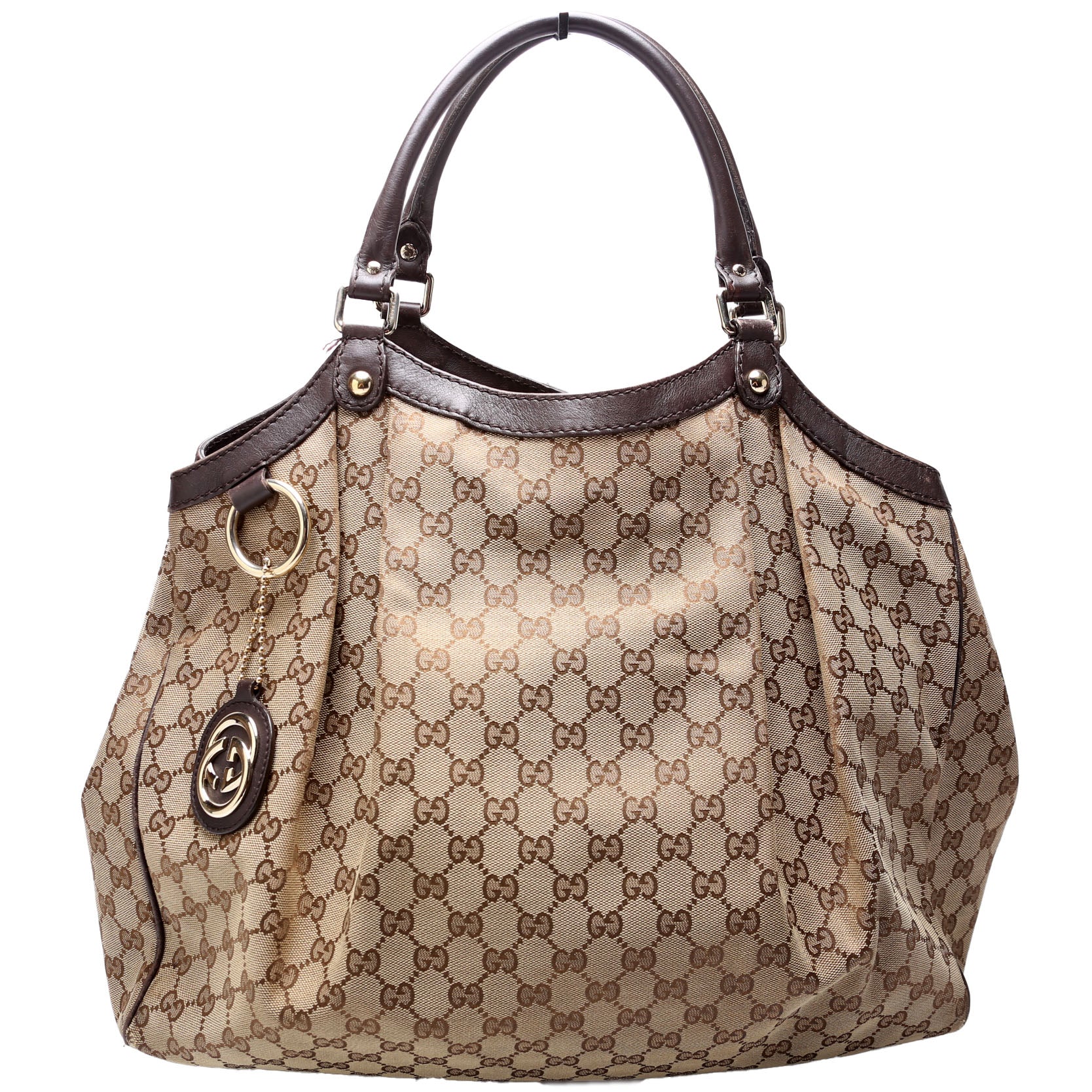 Gucci 211943 Sukey GG Canvas Large Brown Bag