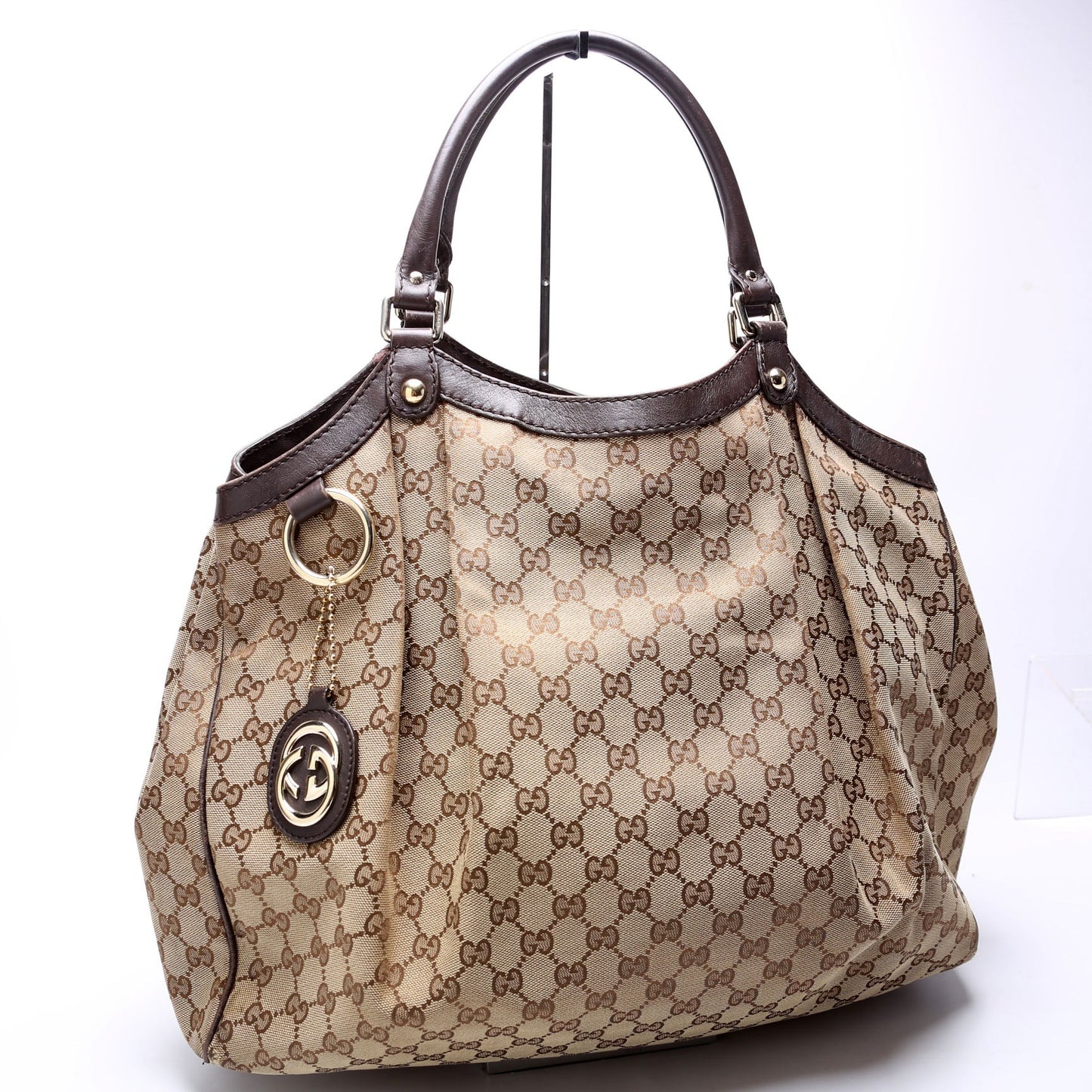 Gucci 211943 Sukey GG Canvas Large Brown Bag