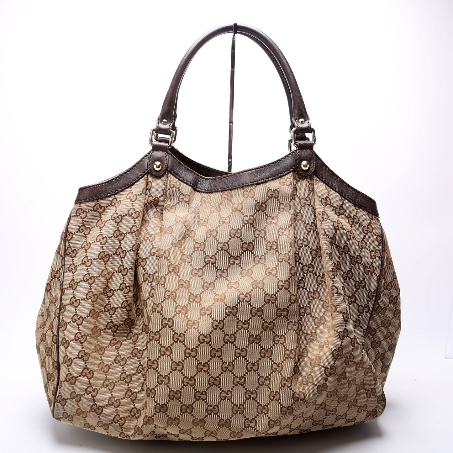 Gucci 211943 Sukey GG Canvas Large Brown Bag