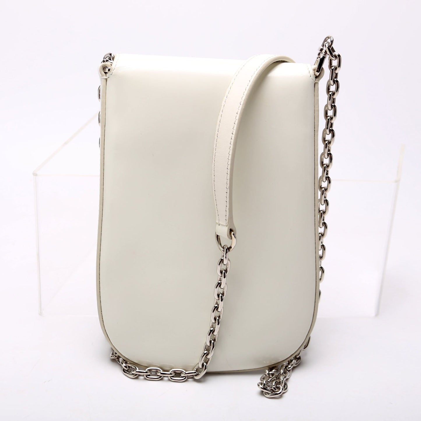 Prada 1BH185 Cleo Brushed Leather Mini Crossbody White Bag