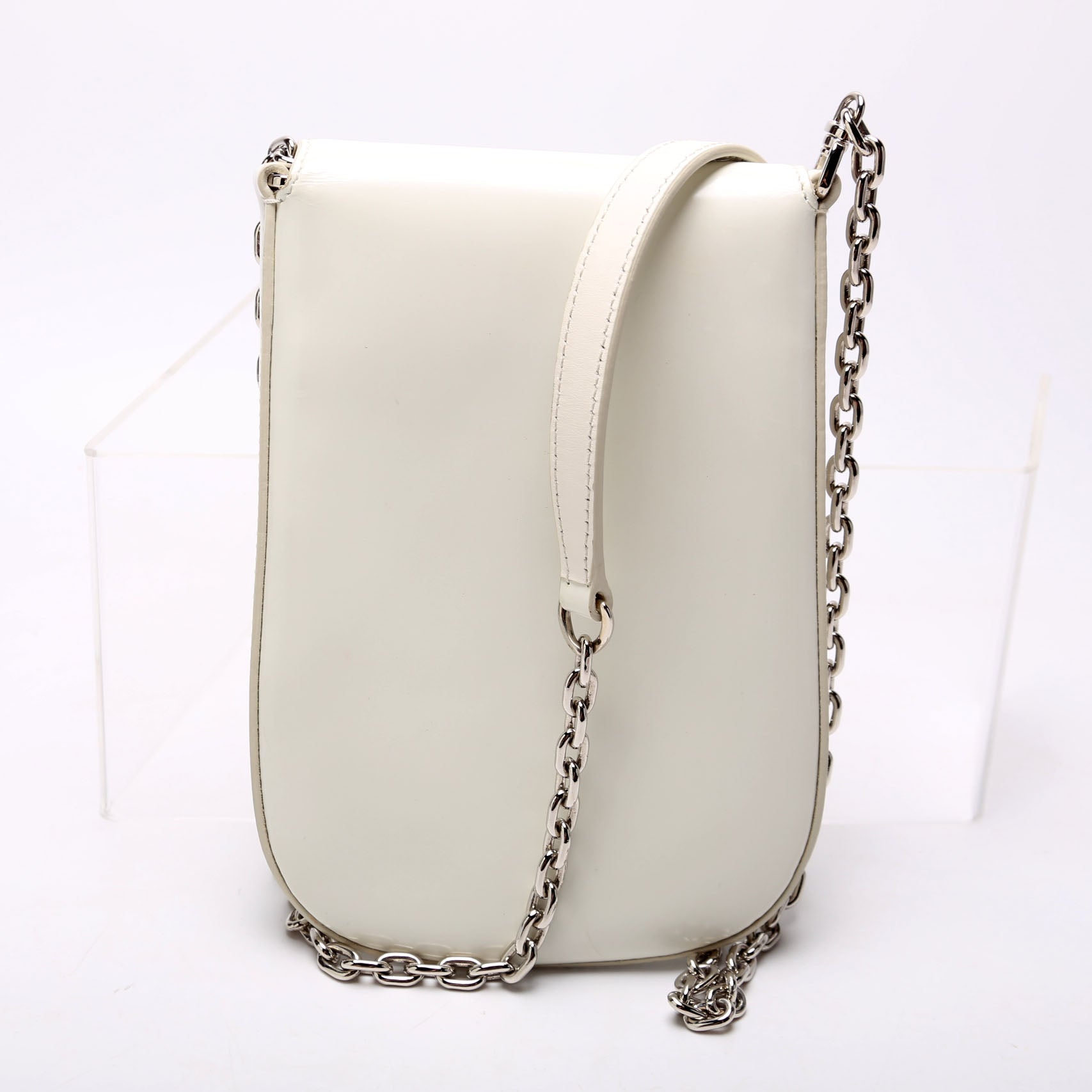 Prada 1BH185 Cleo Brushed Leather Mini Crossbody White Bag