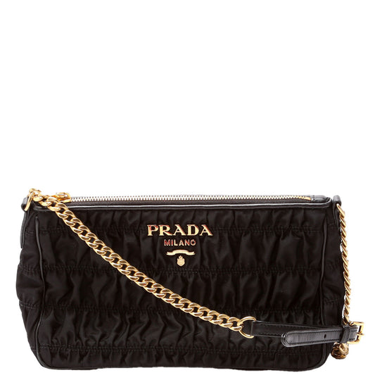 Prada 1BH152 Tessuto Nylon Gaufre Crossbody Black Bag