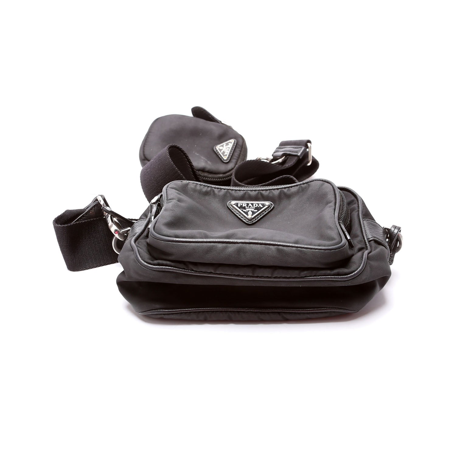 Prada 1BH153 Re-Nylon Saffiano Re-Edition 2005 Mini Camera Black Bag