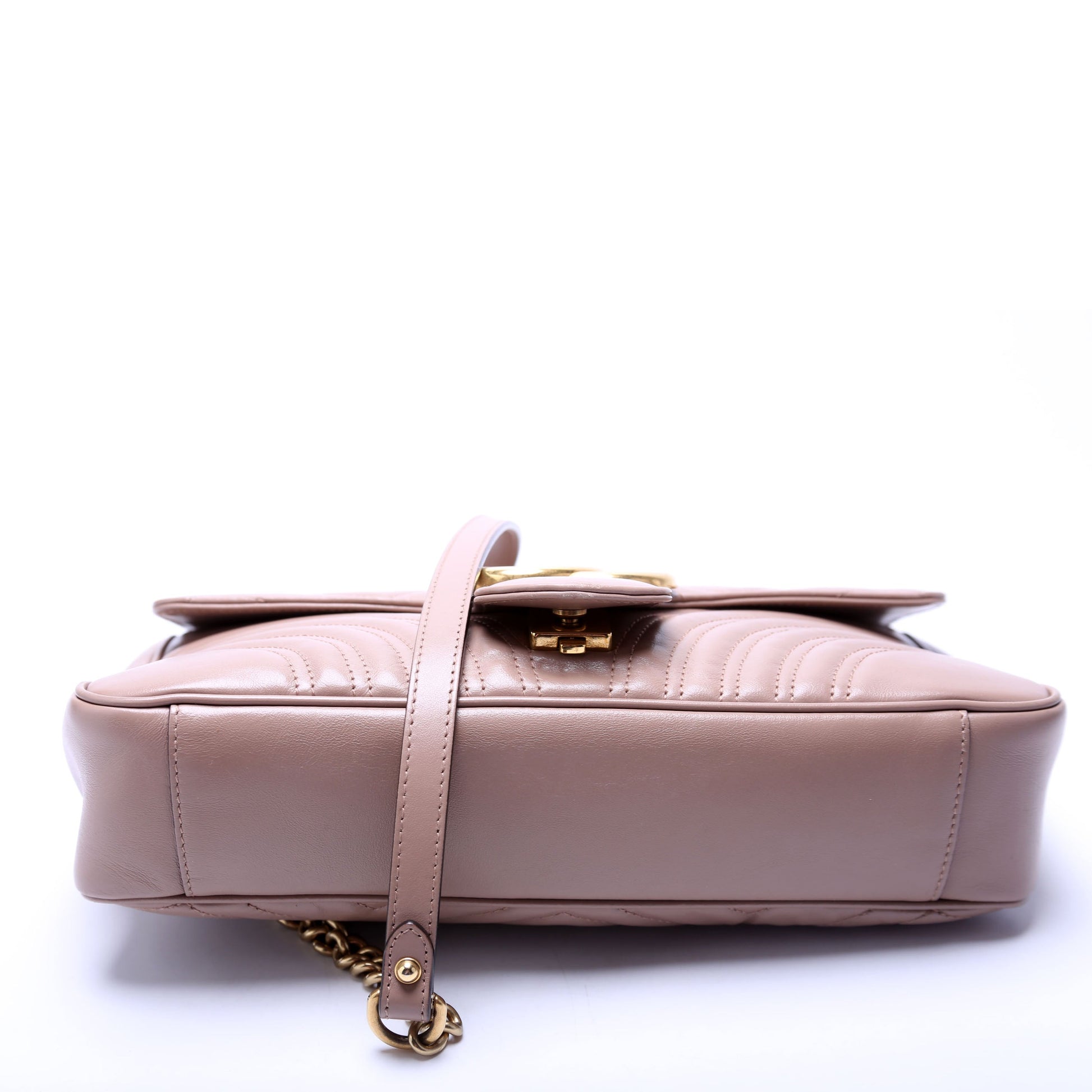 Gucci 443496 Marmont Leather Shoulder Medium Nude Bag