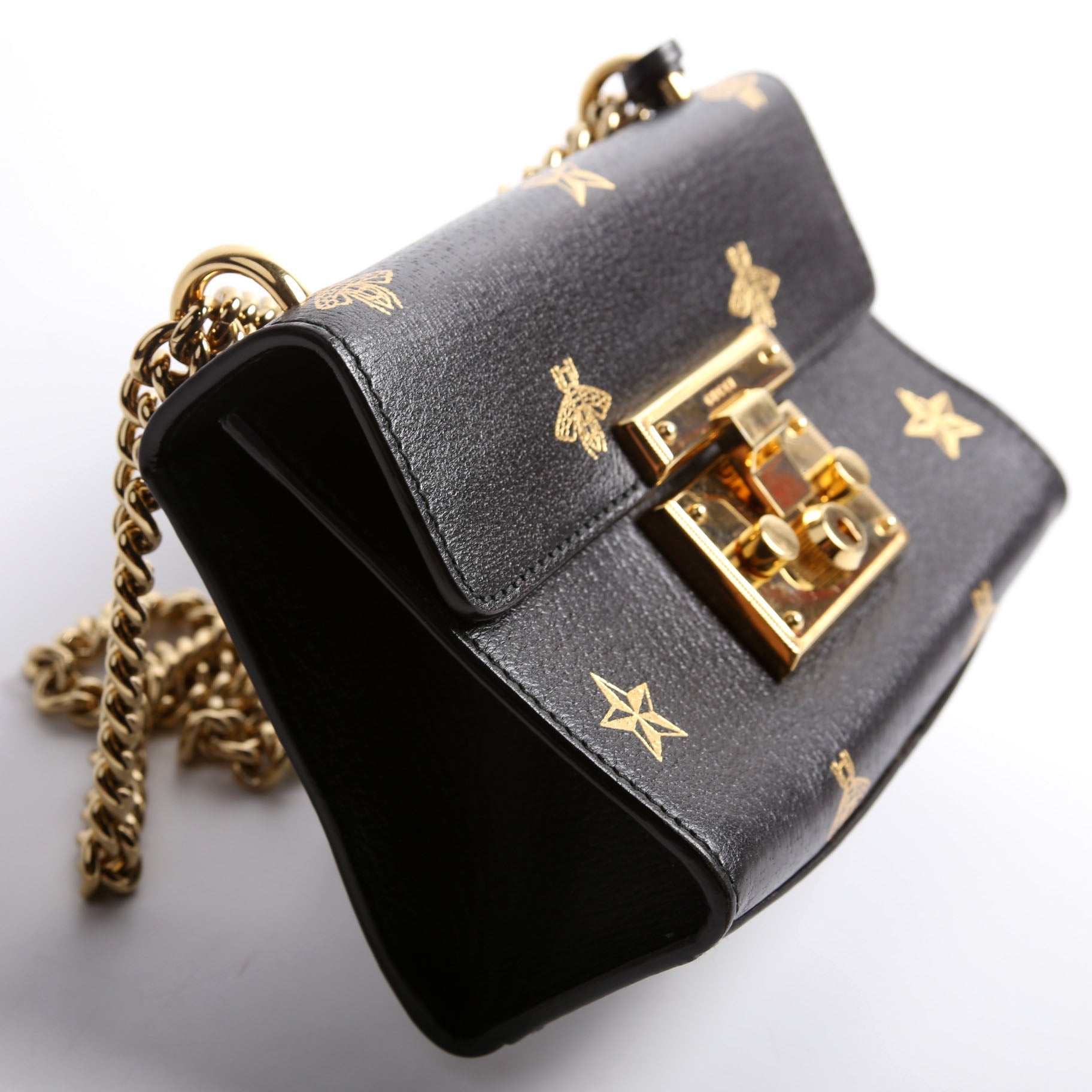 Gucci 432182 Padlock Bee Star Leather Small Bag