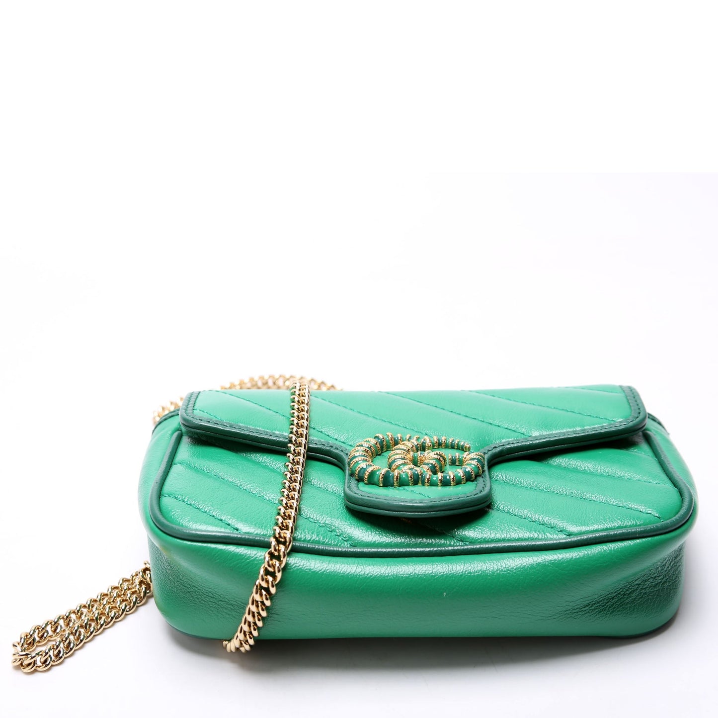 Gucci 574969 Super Mini Flap Torchon Green Bag