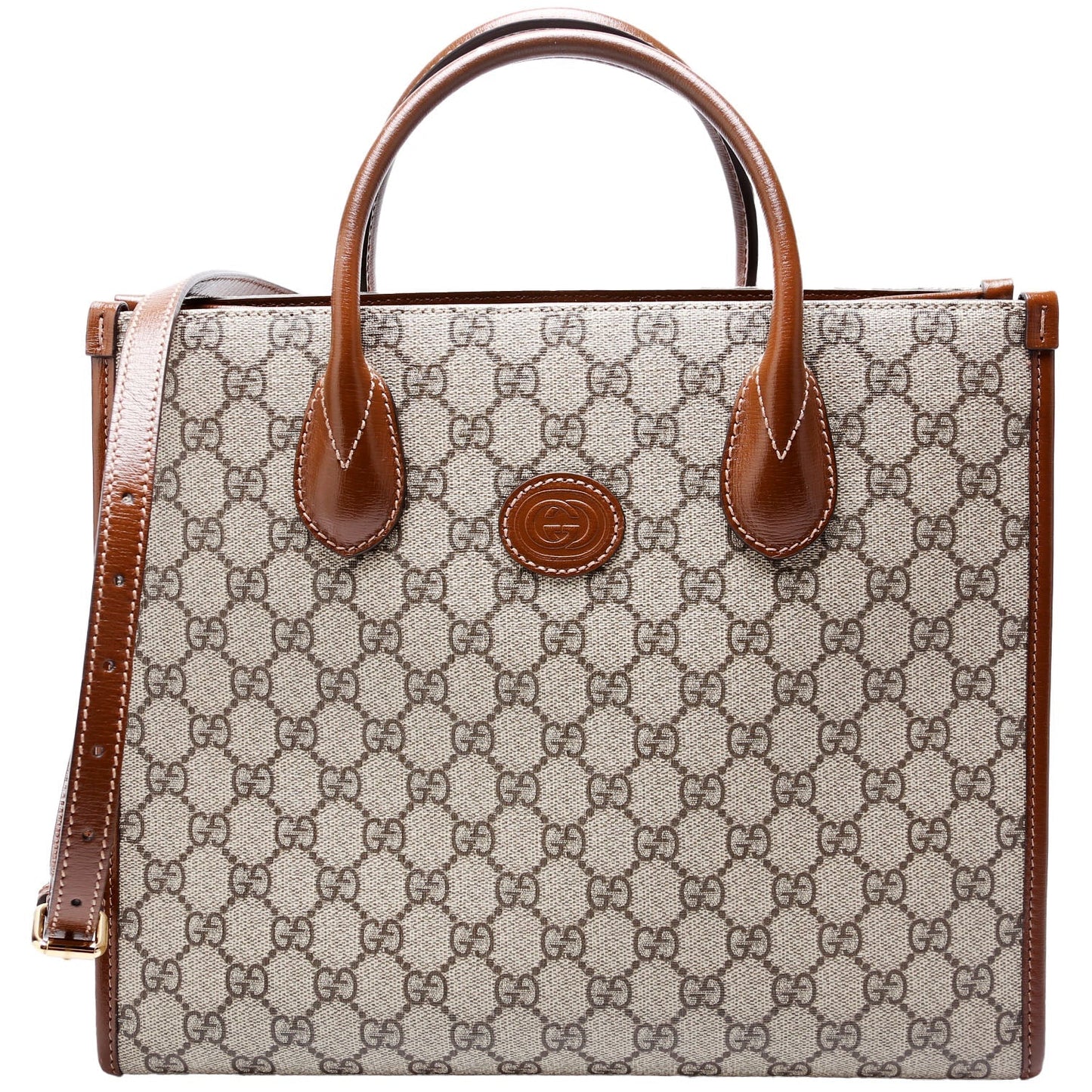 Gucci 659983 GG Canvas Interlocking GG Small Tote Brown Bag
