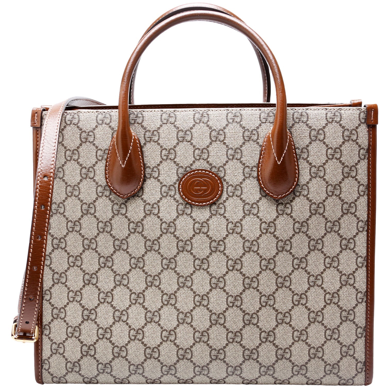 Gucci 659983 GG Canvas Interlocking GG Small Tote Brown Bag