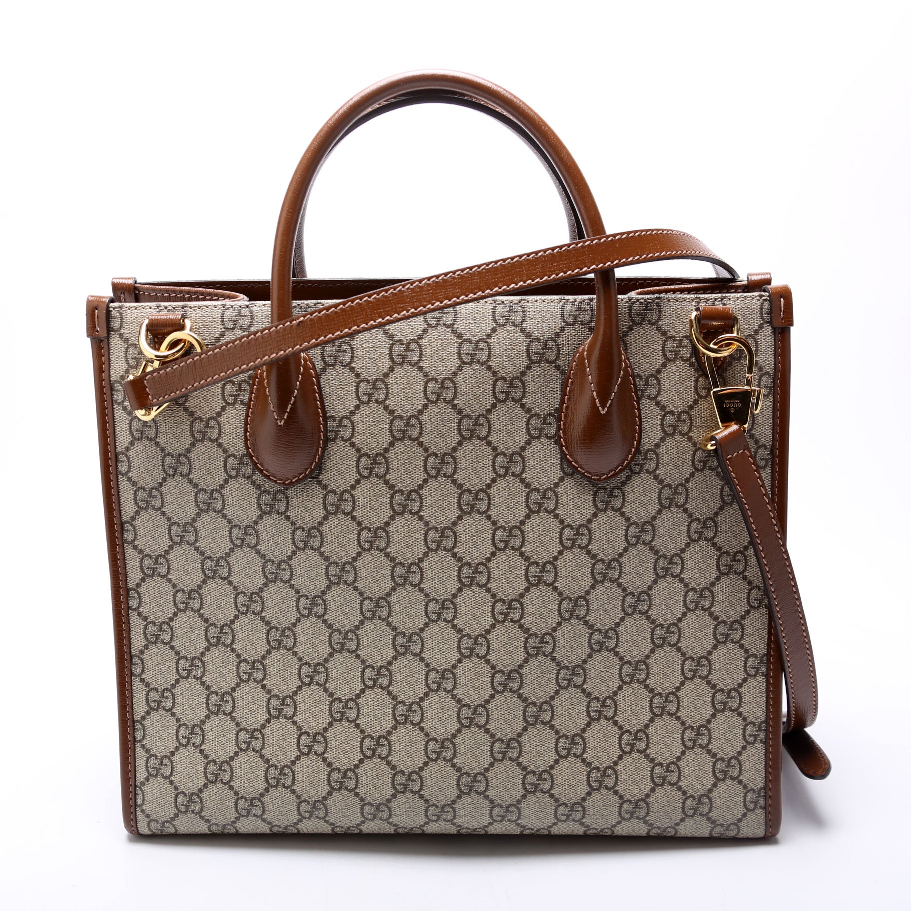 Gucci 659983 GG Canvas Interlocking GG Small Tote Brown Bag