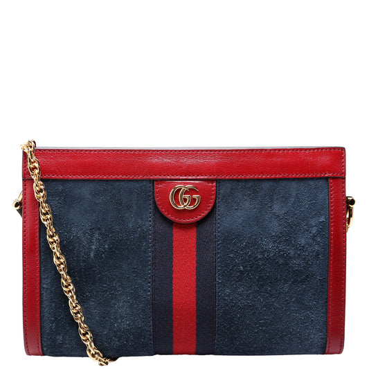 Gucci 503877 Ophidia Suede Shoulder Small Navy/Red Bag