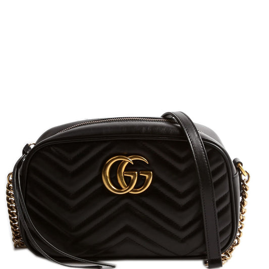Gucci 447632 Marmont Small Leather Camera Black Bag