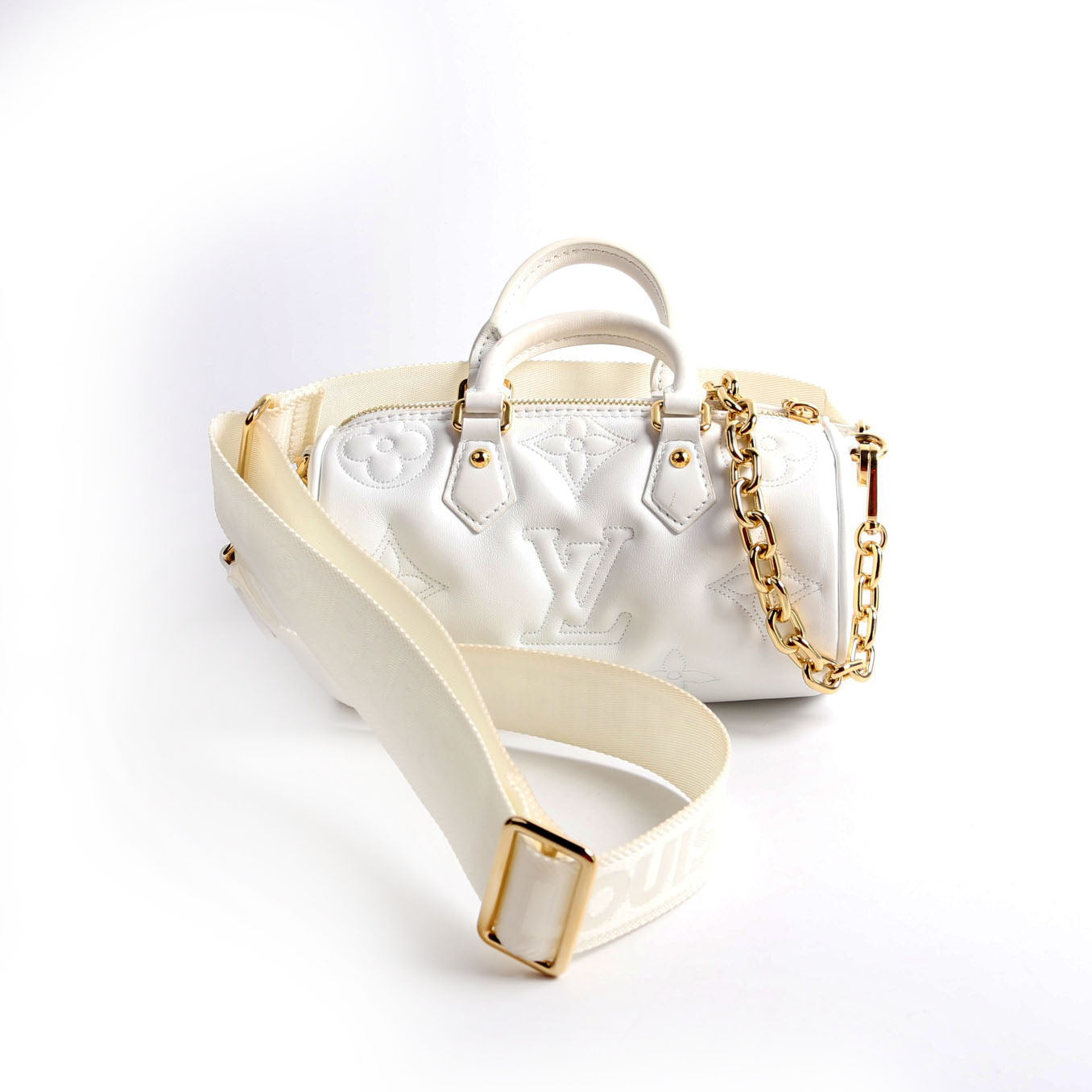 Louis Vuitton Papillon BB Bubblegram Calfskin White