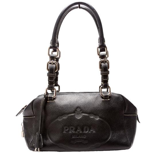 Prada Leather Bowling Shoulder Black Bag