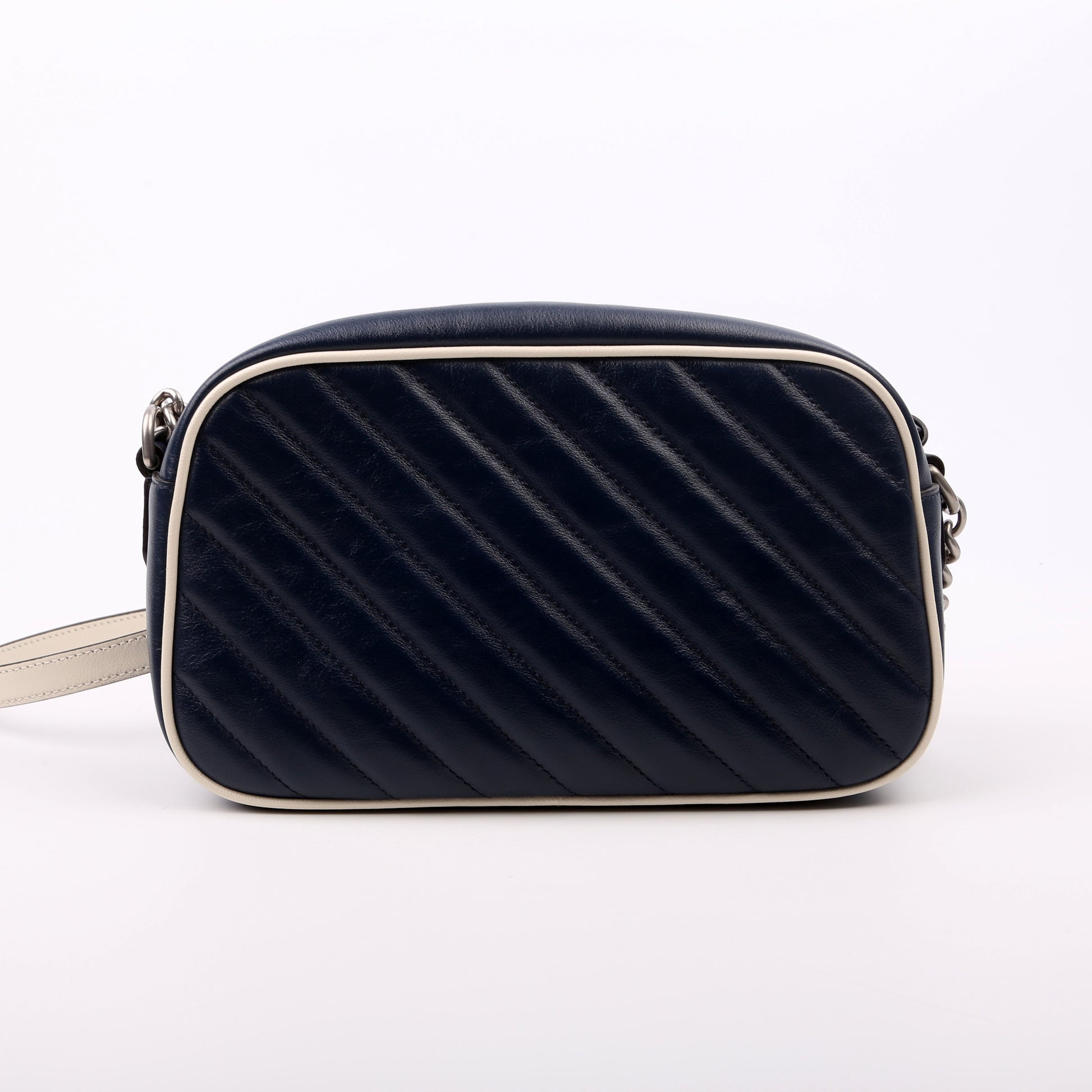 Gucci 447632 Marmont Small Leather Camera Blue/White Bag