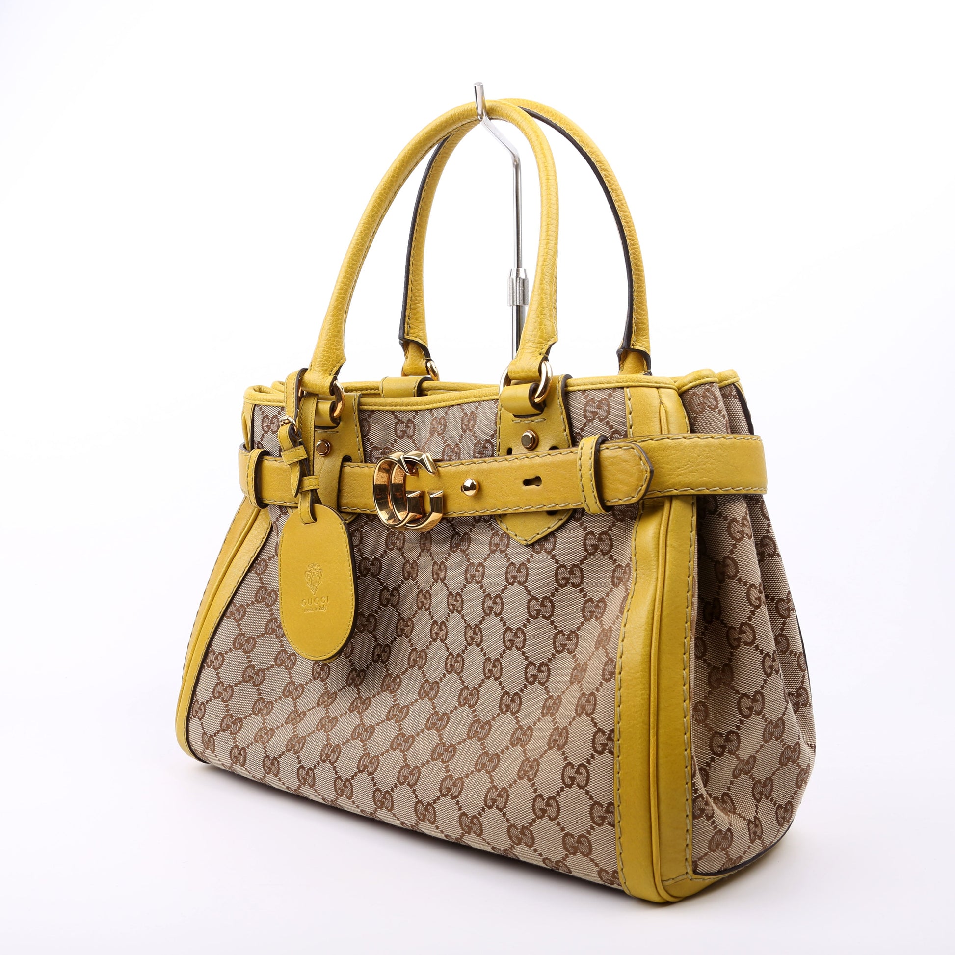 Gucci 247183 GG canvas Running Tote Medium Yellow Bag