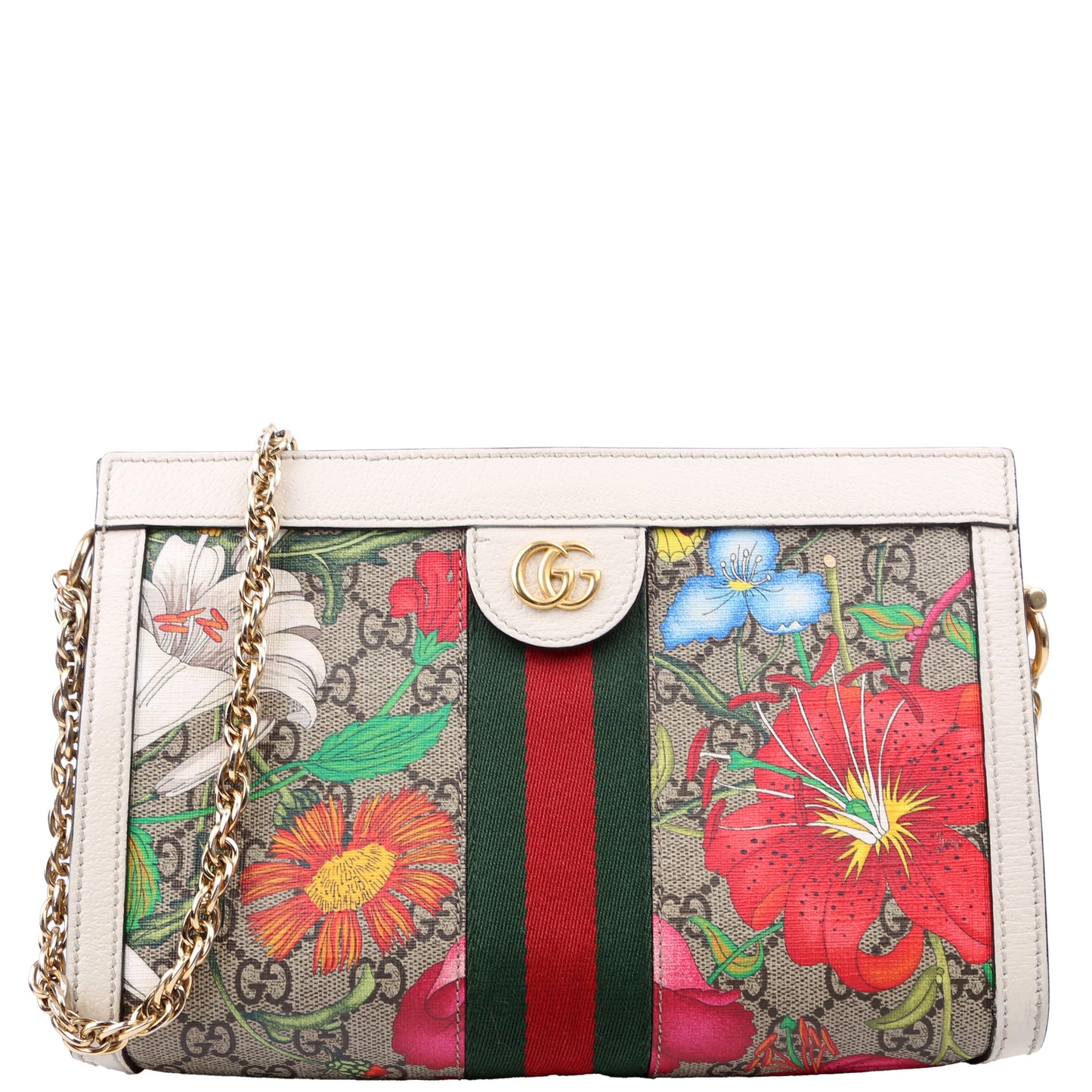 Gucci 503877 GG Supreme Flora Ophidia Small Chain Bag