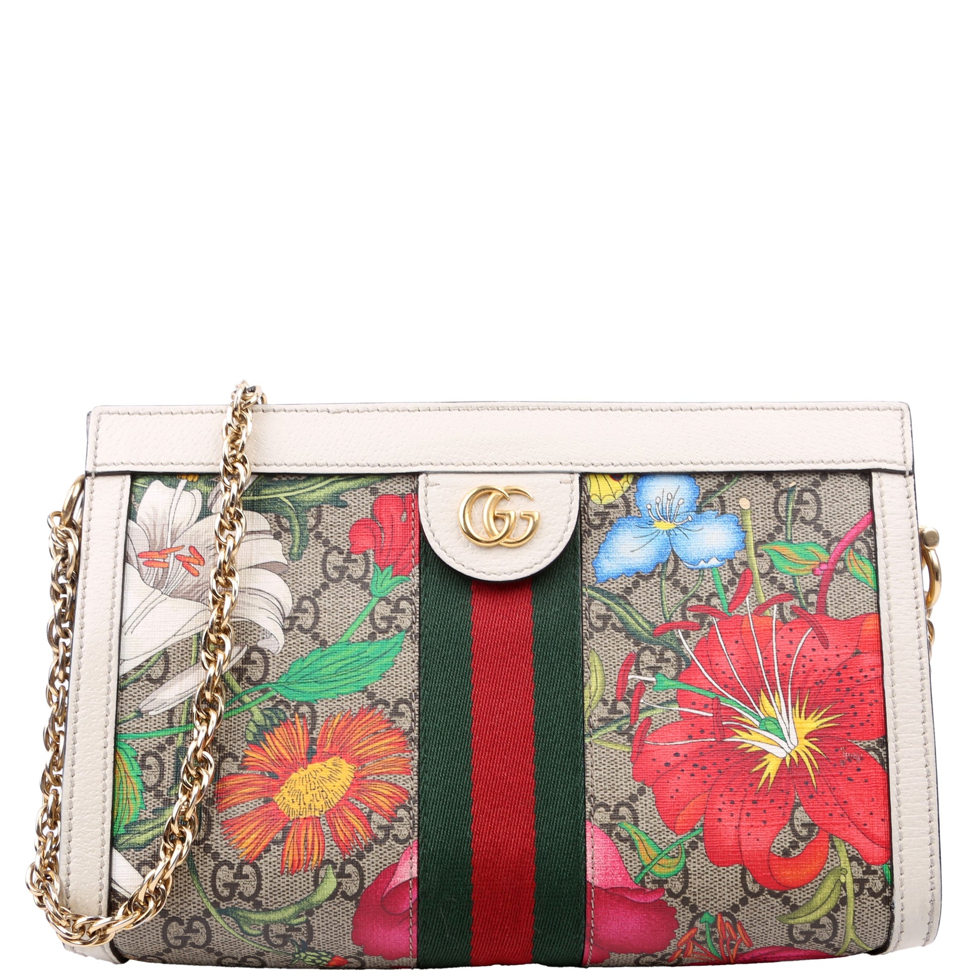 Gucci 503877 GG Supreme Flora Ophidia Small Chain Bag