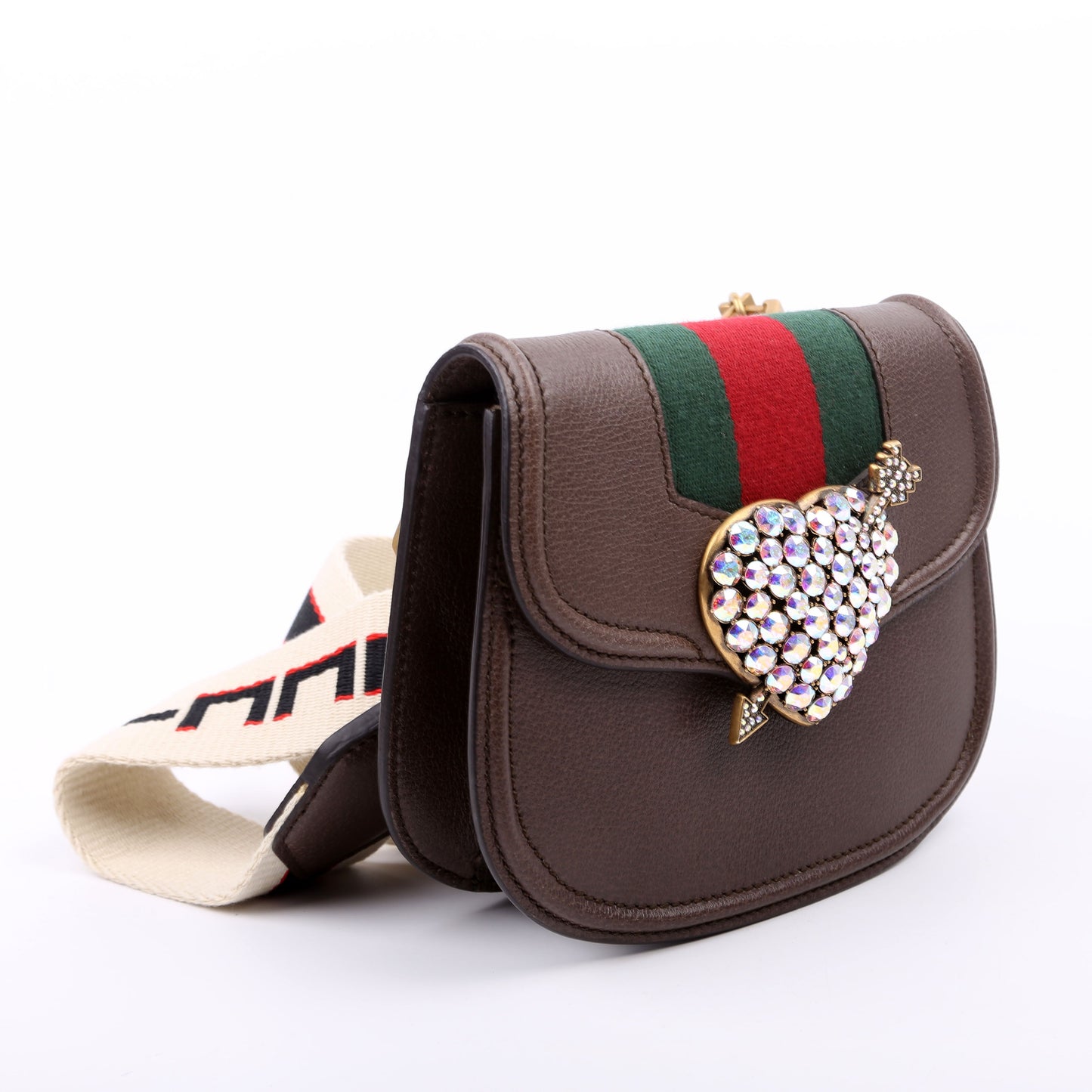 Gucci 500756 Jeweled Heart Totem Brown Bag