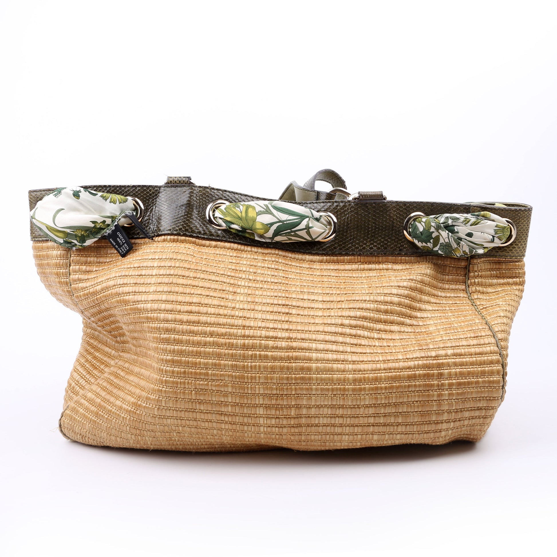 Gucci 153033 Straw Positano Tote Green Bag