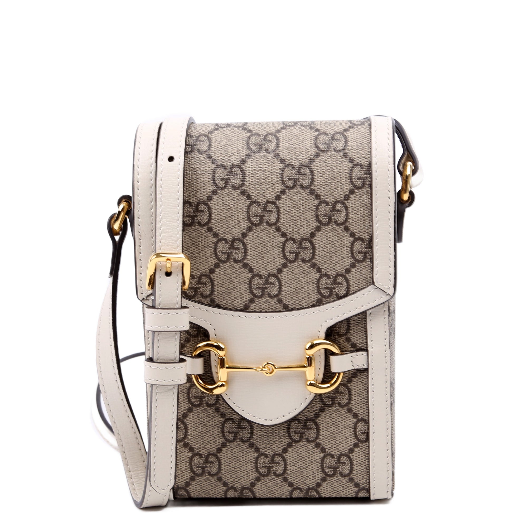 Gucci 625615 Horsebit 1955 GG Supreme Mini White Bag
