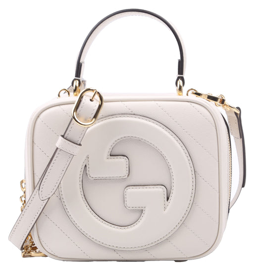 Gucci 744434 Blondie Leather Top Handle White Bag