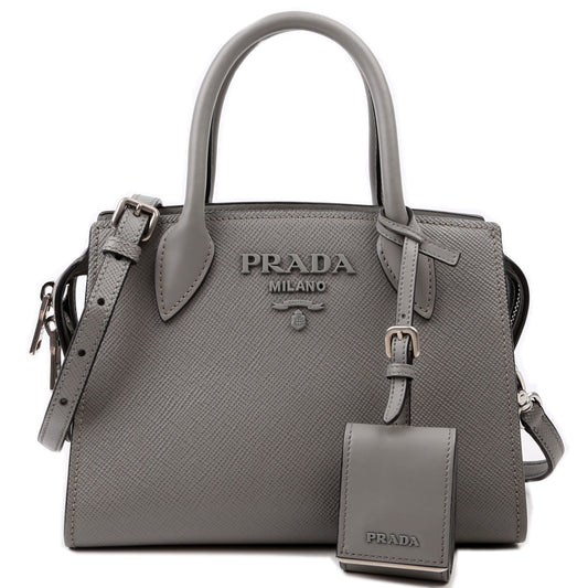 Prada Kristen Saffiano Satchel Grey Bag