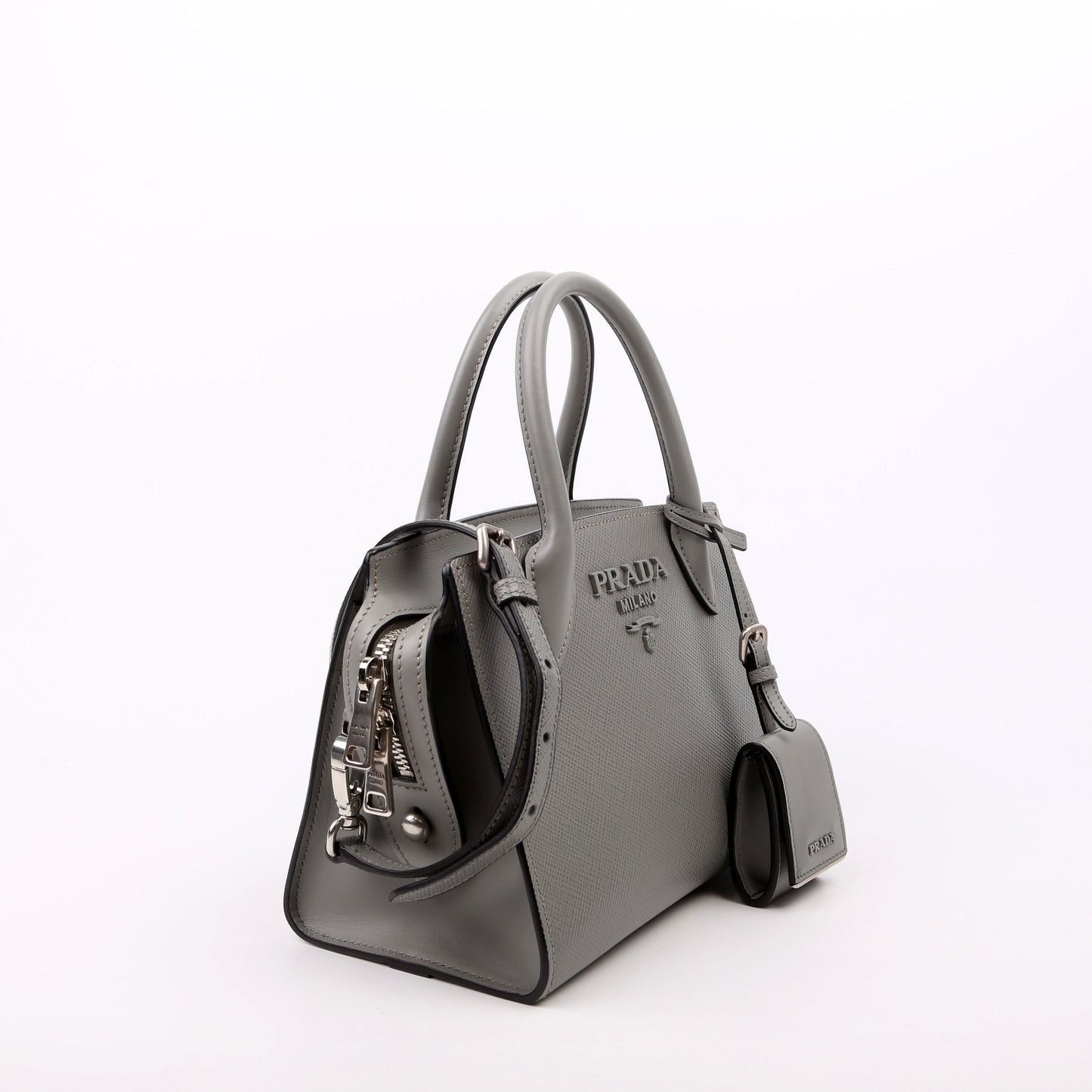 Prada Kristen Saffiano Satchel Grey Bag