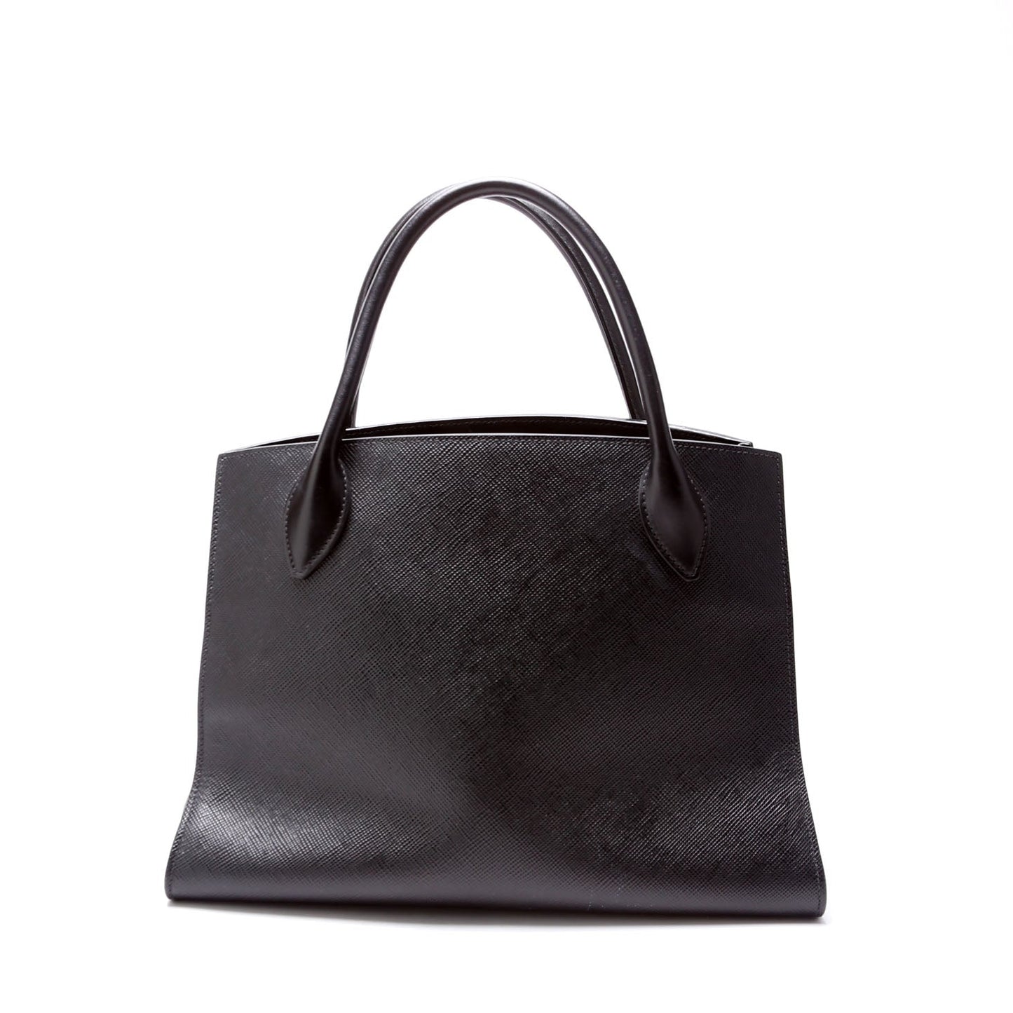 Prada Saffiano Cuir Monochrome Top Handle Tote Black Bag