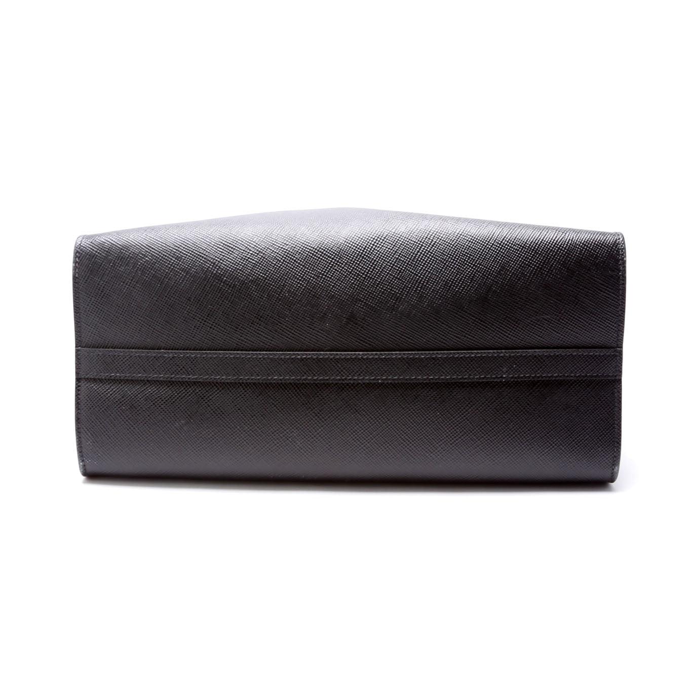 Prada Saffiano Cuir Monochrome Top Handle Tote Black Bag