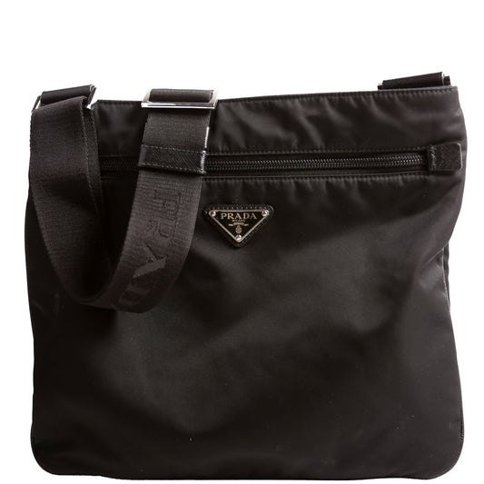 Prada 2VH563 Re-Nylon/Saffiano Messenger Crossbody Black Bag