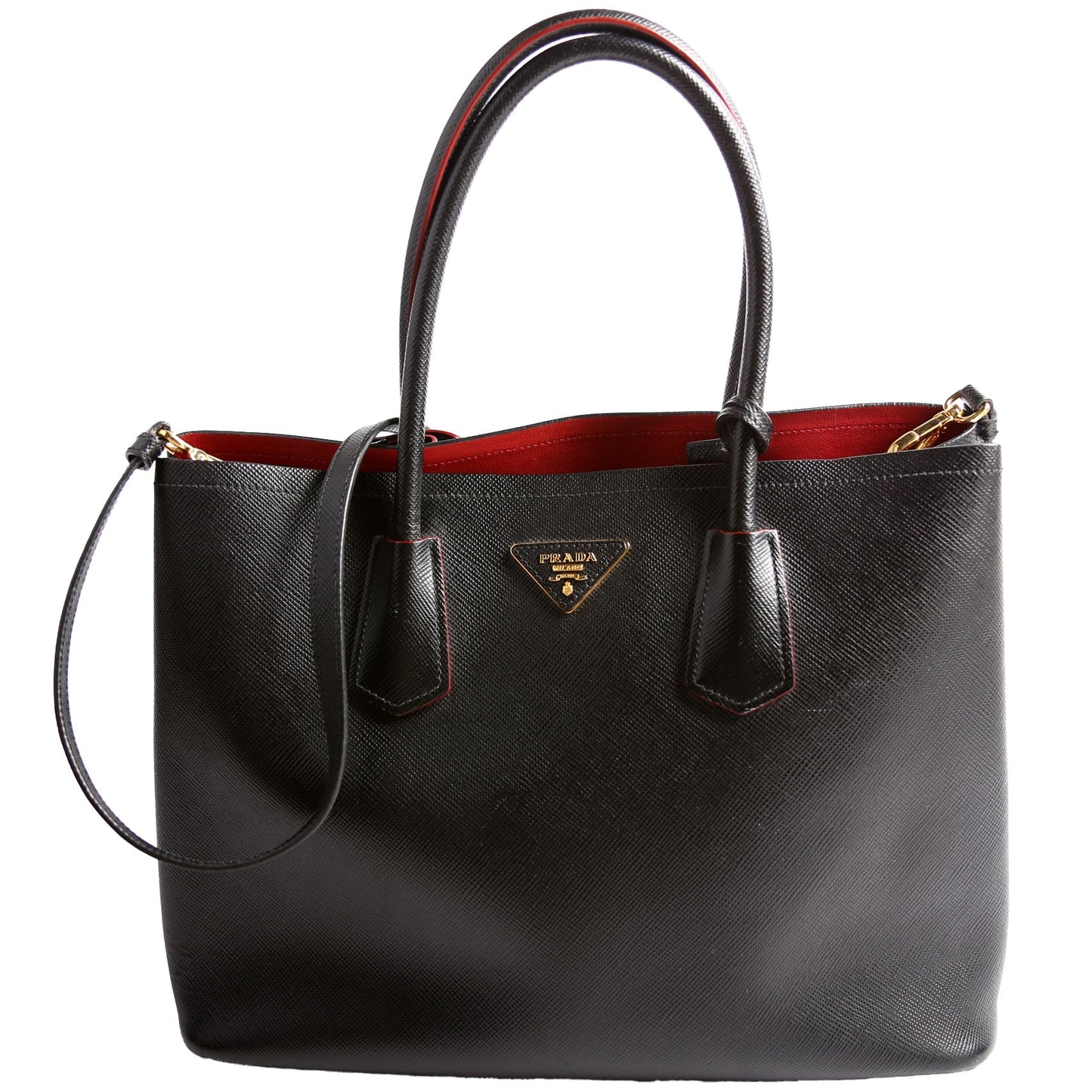 Prada B2756T Saffiano Cuir Double Tote Medium Black Bag