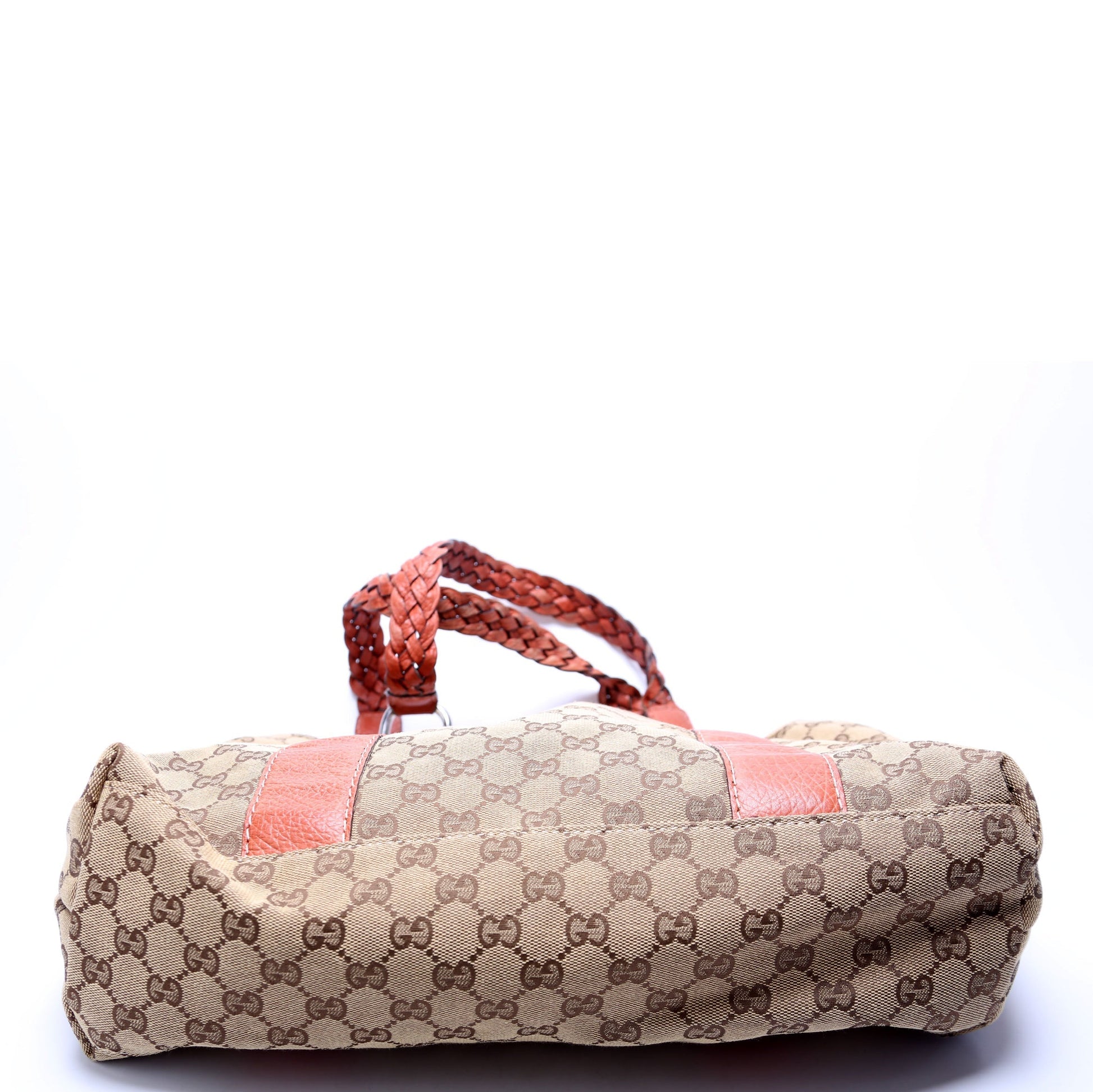 Gucci 232947 GG Canvas Bamboo Tote Bag