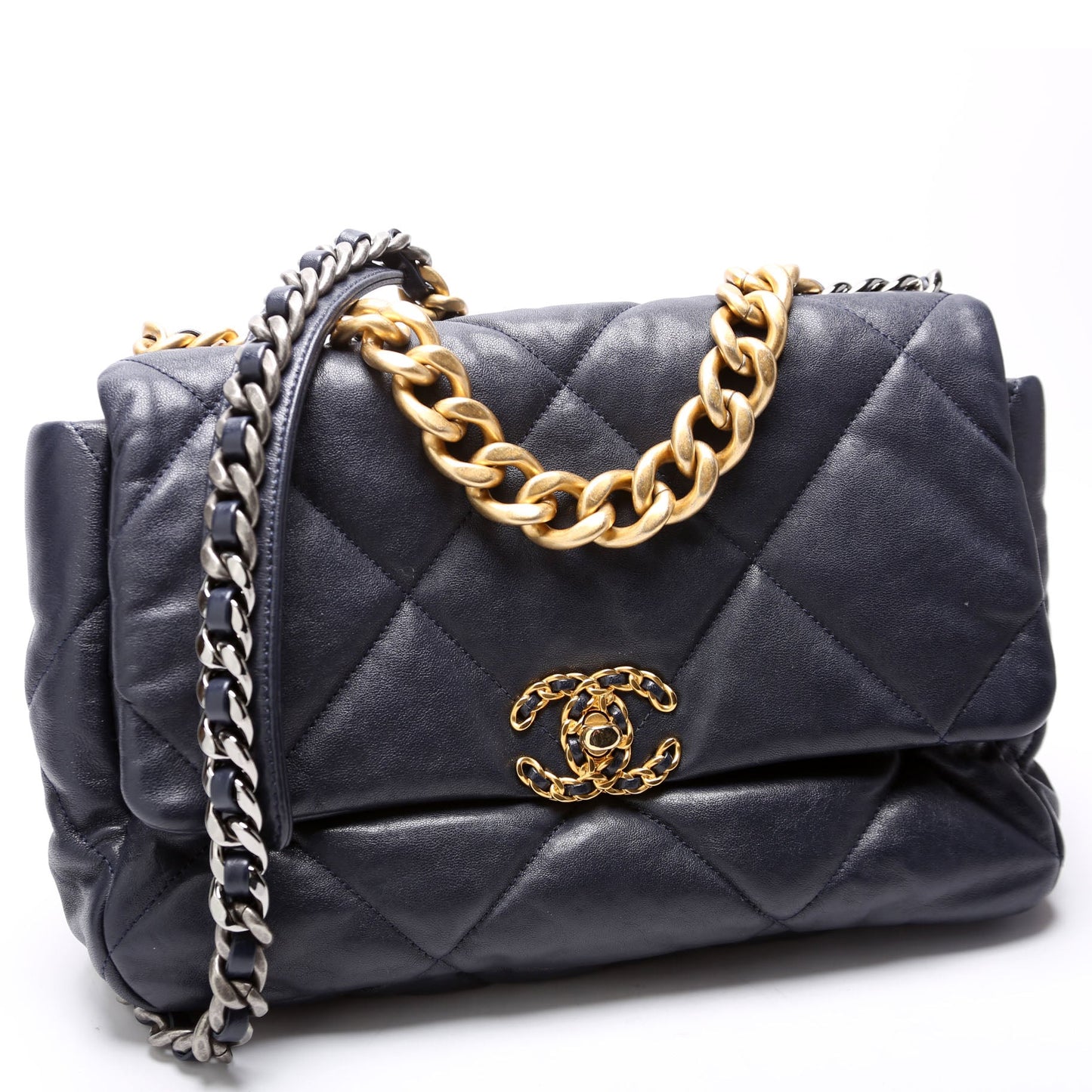 Chanel Quilted Goatskin 19 Large Flap 29M Blue Bag