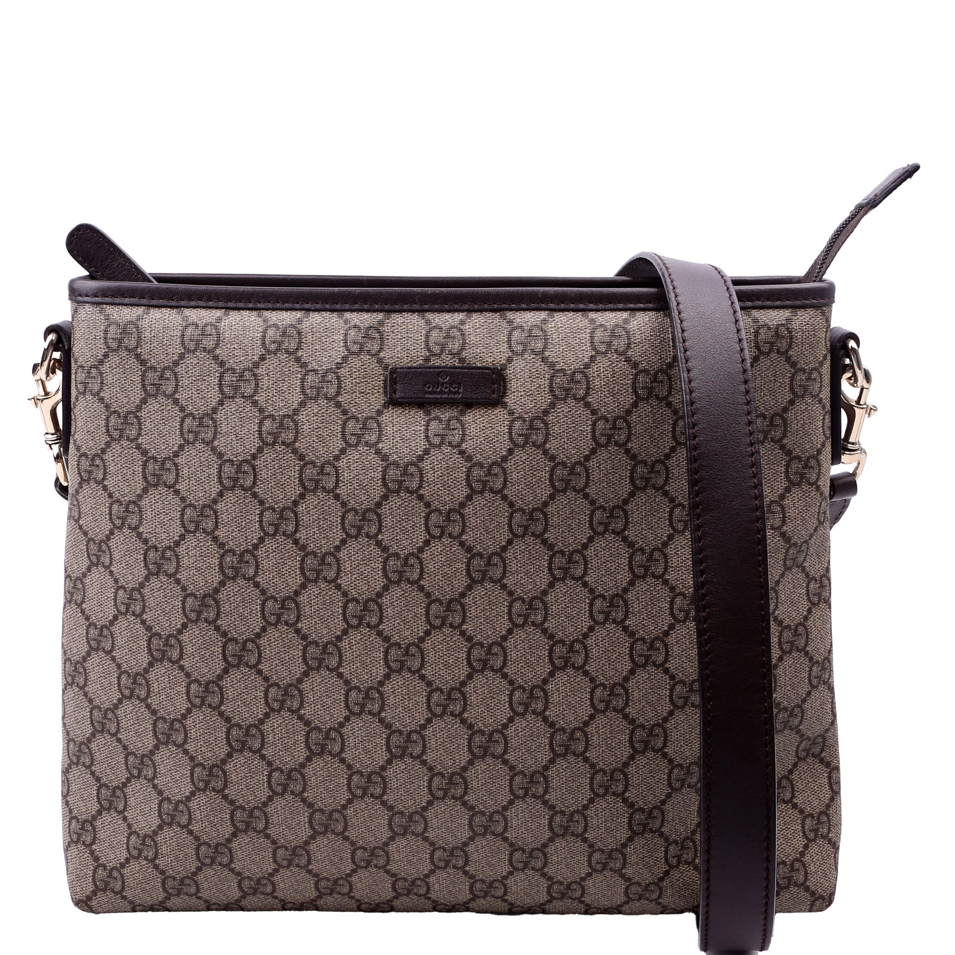 Gucci 388924 GG Supreme Crossbody Brown Bag