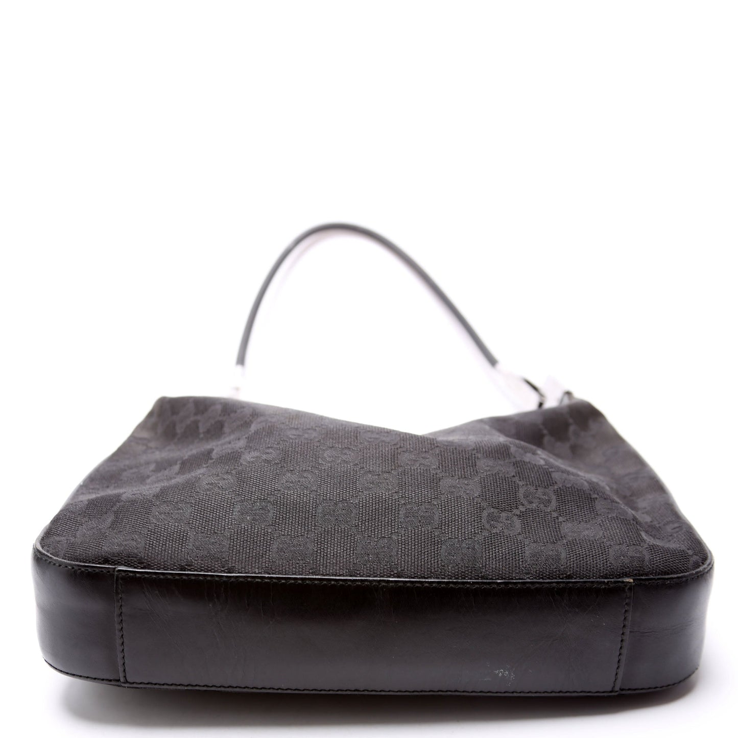 Gucci 01233 GG Canvas Small Clasp Hobo Black Bag