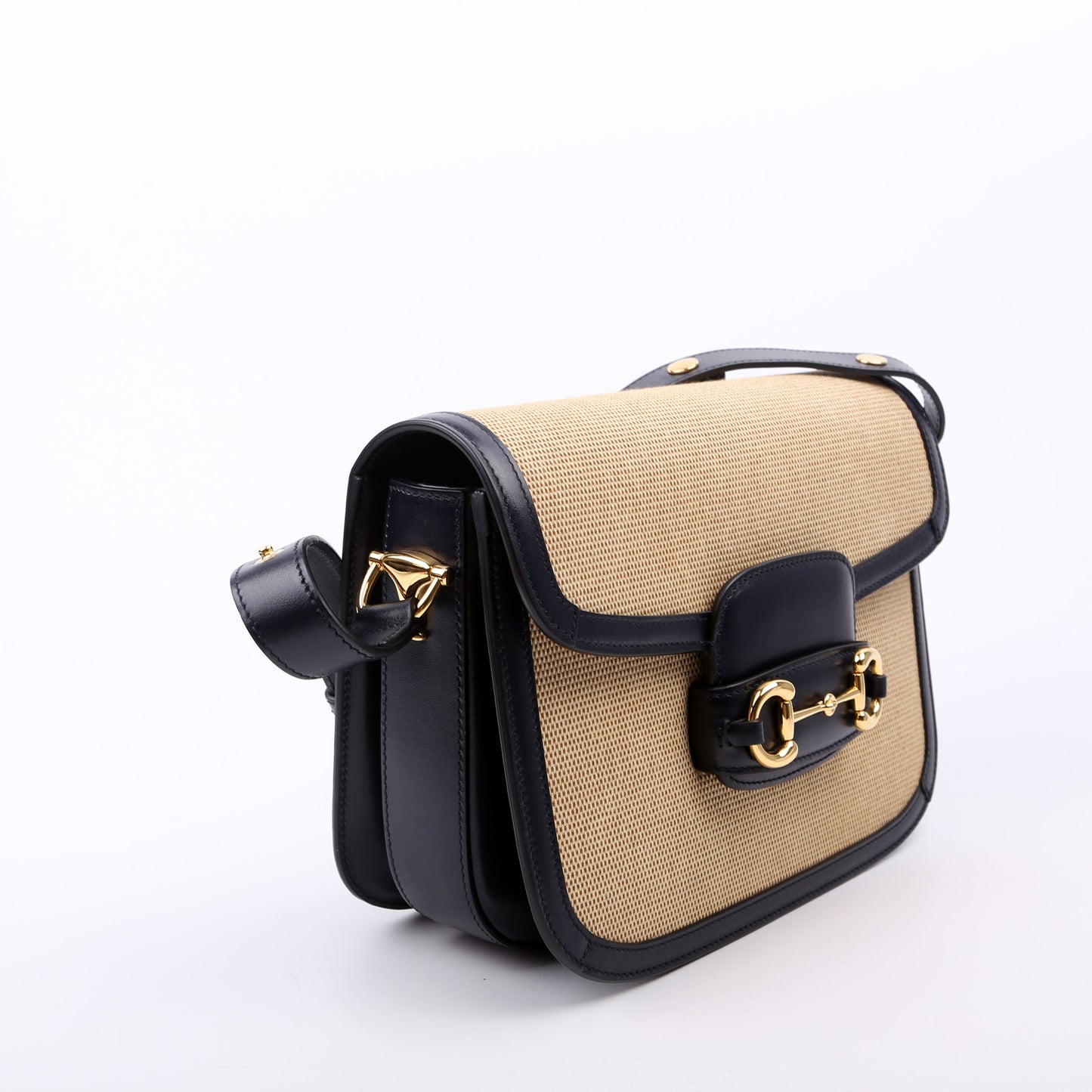 Gucci 602204 Horsebit 1955 Raffia Shoulder Bag