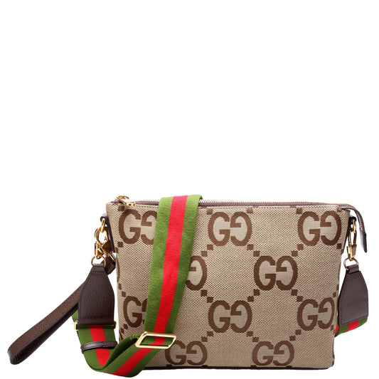 Gucci 699130 Jumbo GG Messenger Brown, Red, Green and Gold Bag