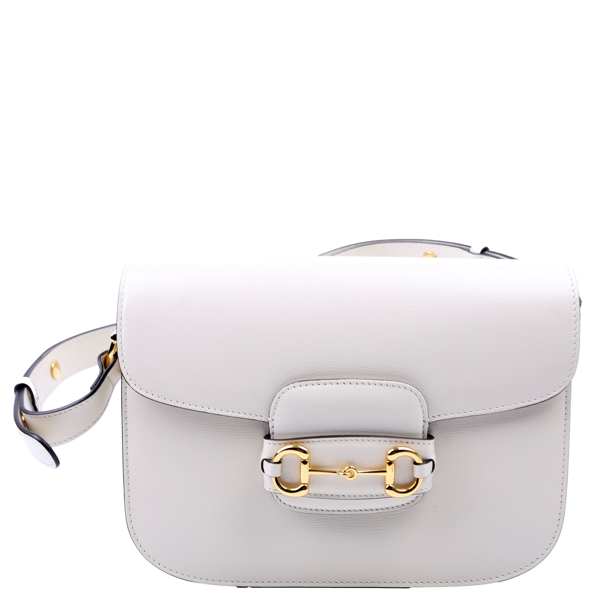 Gucci 602204 Horsebit 1955 Leather Shoulder White Bag