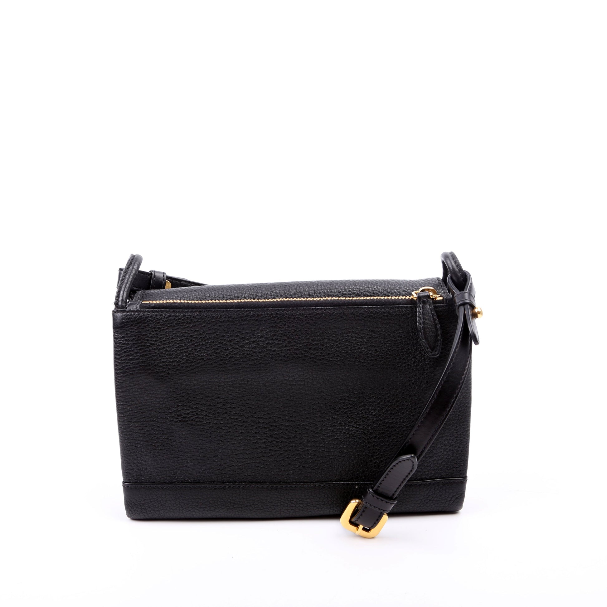 Prada 1BH031 Vitello Daino Leather Flap/Zip Crossbody Black Bag