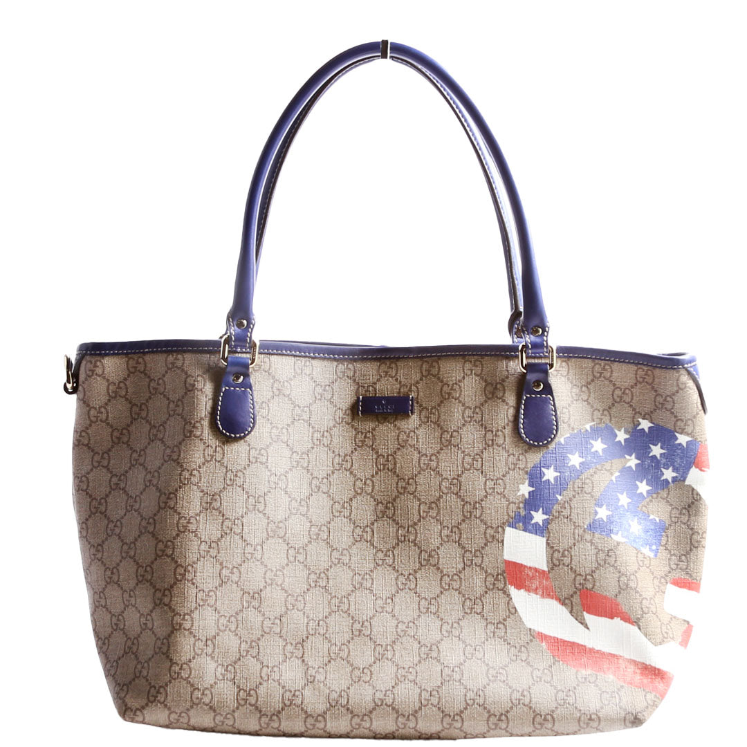 Gucci 203693 X Unicef American Flag GG Supreme Joy Tote Bag