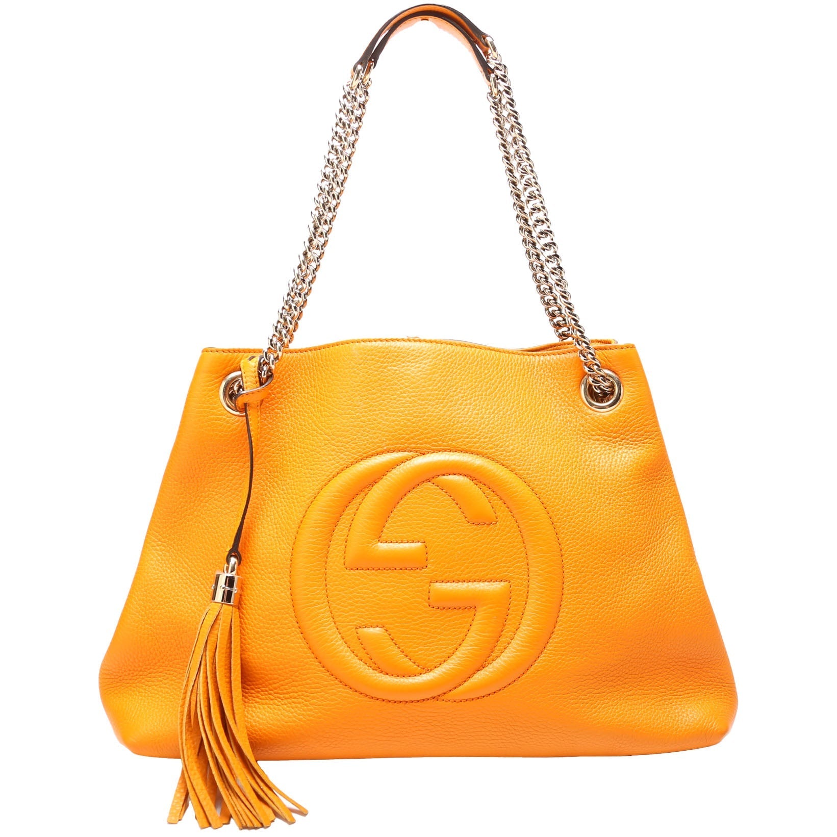 Gucci 308982 Soho Leather Shoulder Medium Tangerine Bag