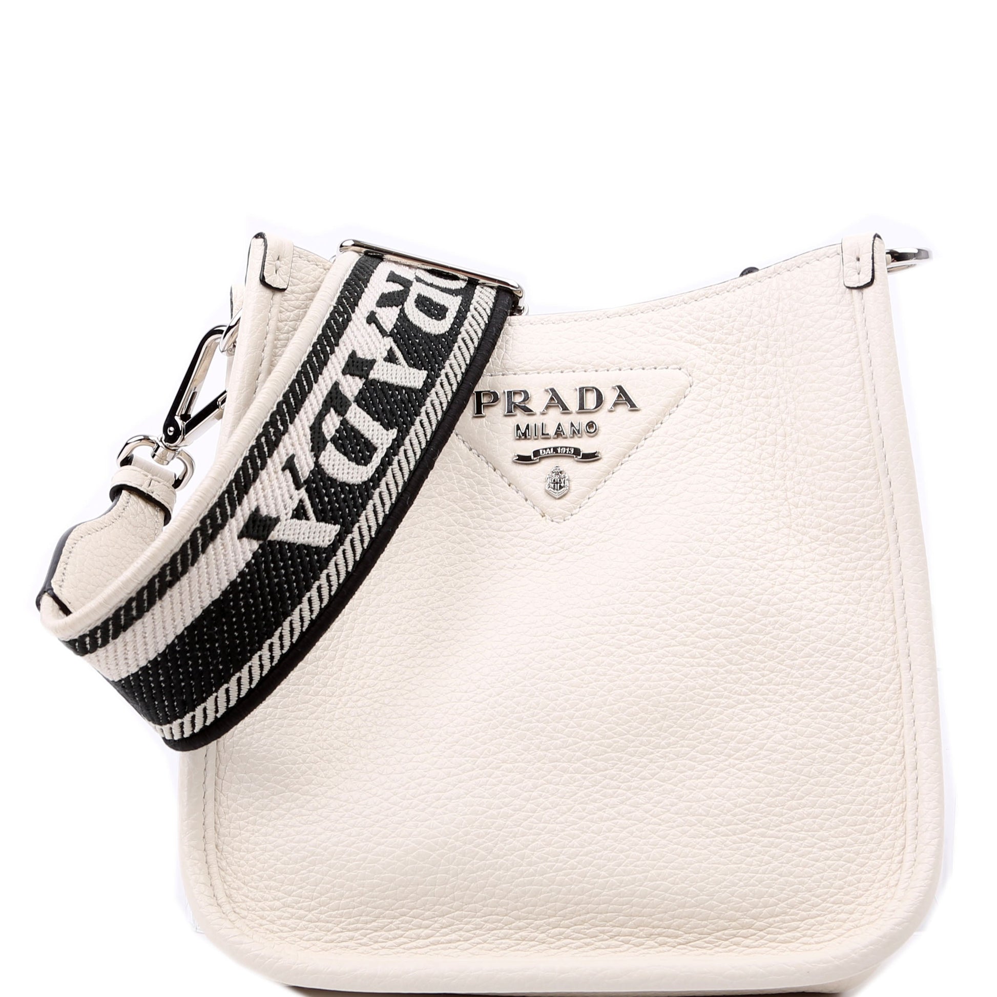 Prada 1BH191 Leather Mini Shoulder White Bag