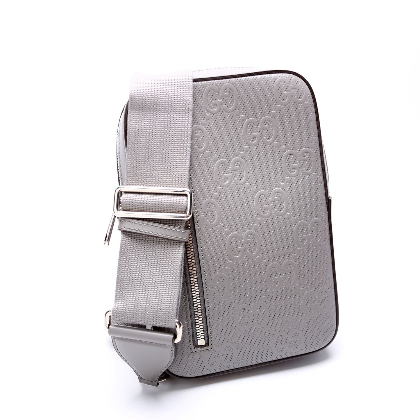 Gucci 700431 GG Embossed Sling Backpack Gray Bag