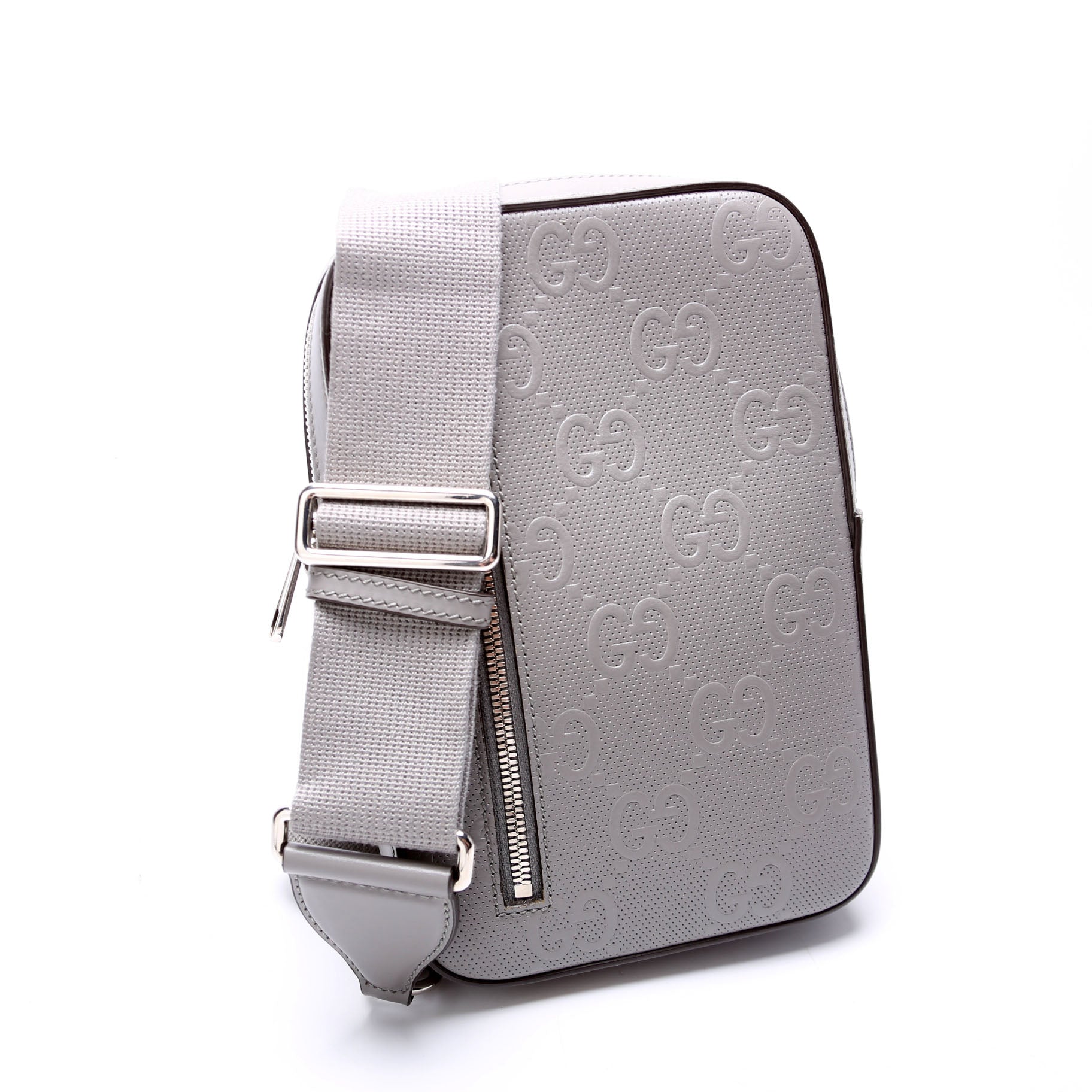 Gucci 700431 GG Embossed Sling Backpack Gray Bag