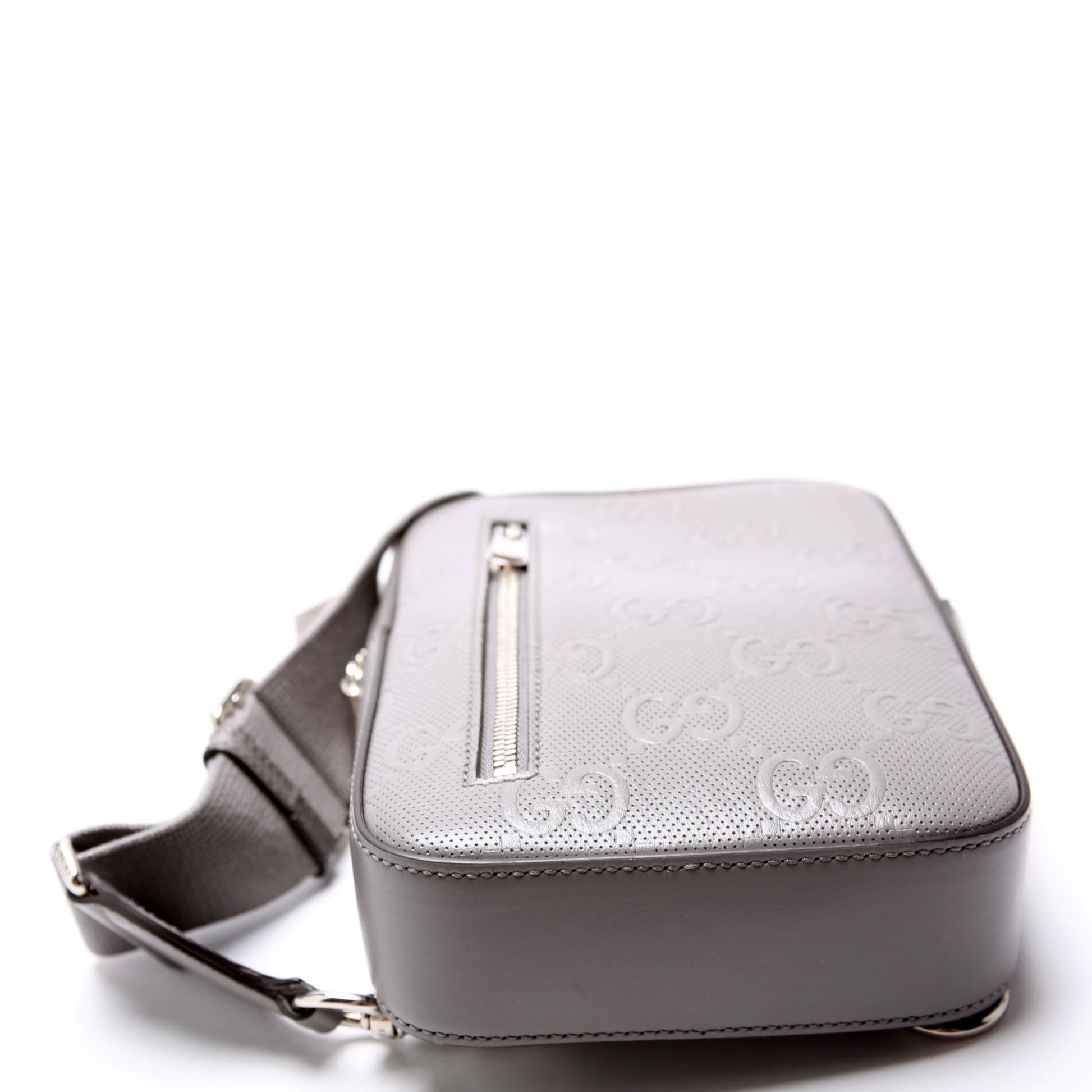 Gucci 700431 GG Embossed Sling Backpack Gray Bag