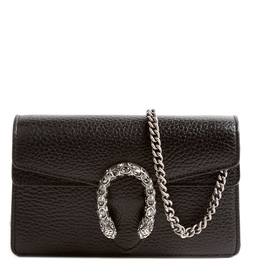 Gucci 476432 Dionysus Leather Super Mini Black Bag