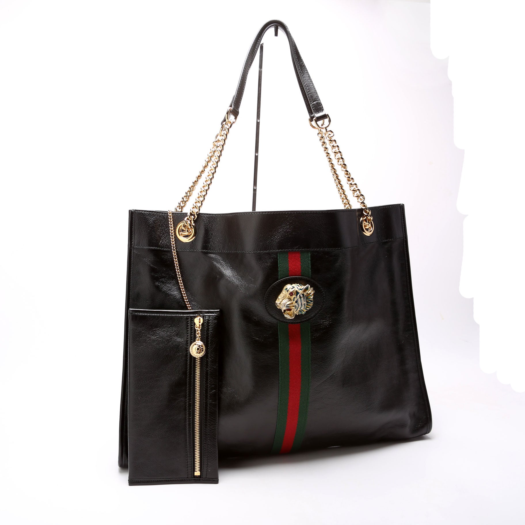 Gucci 537219 Rajah Tote Leather Black Bag